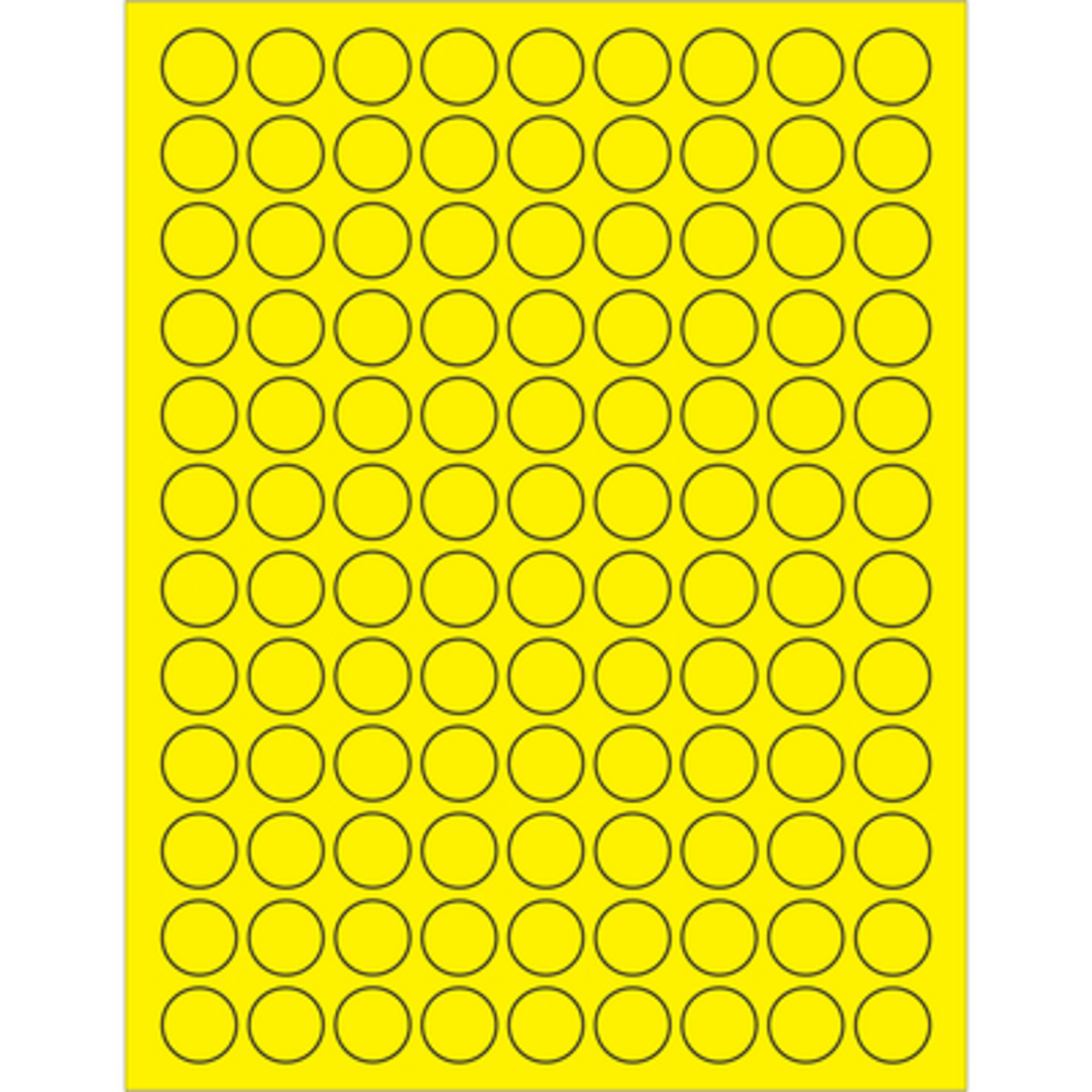 Stock Packaging Fluorescent Yellow Circle Laser Labels — 3/4in., 10800 Pcs, Model# LL190YE