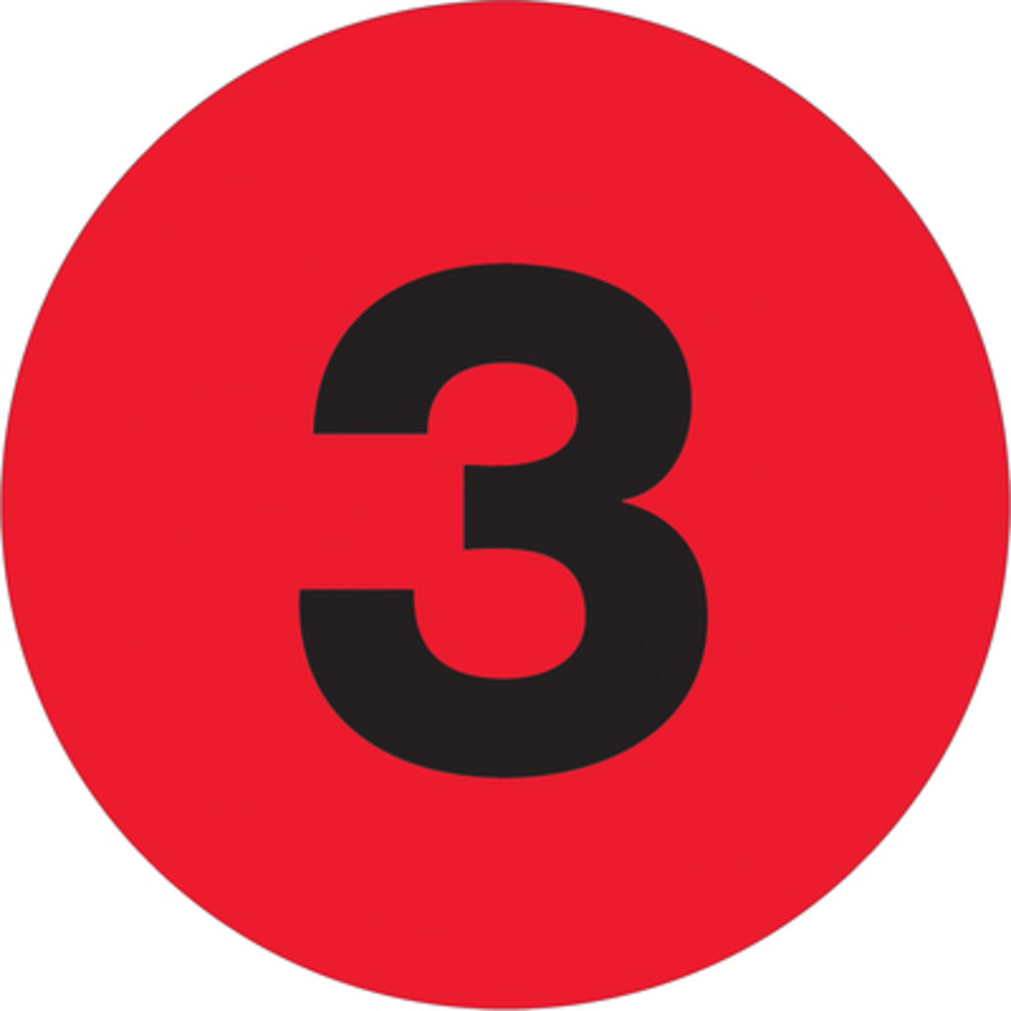 3in. Circl - "3in. (Fluo Red) Numbe Label 500/CS, Model# DL1343