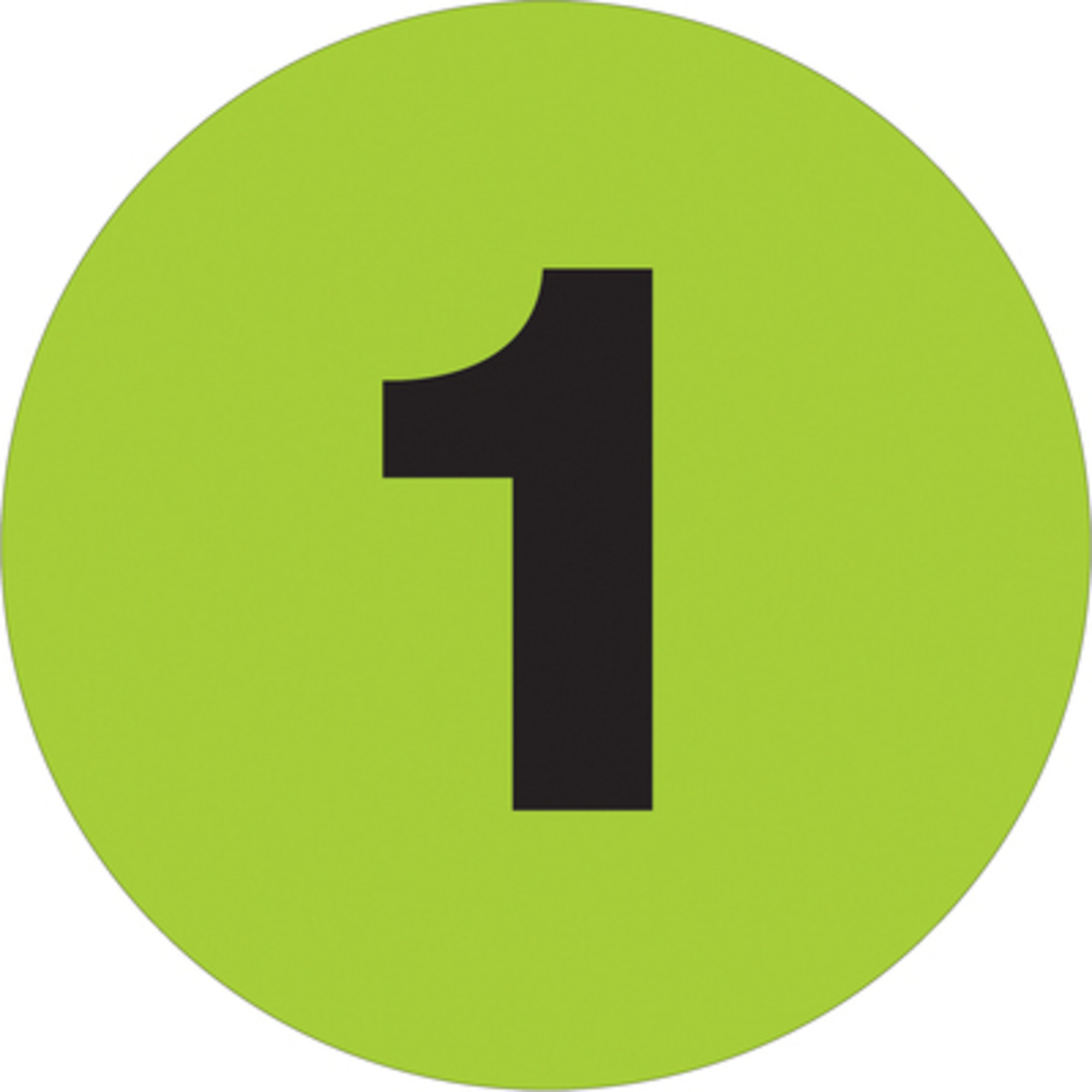 3in. Circl - "1in. (Fluo Green Numbe Label 500/CS, Model# DL1341