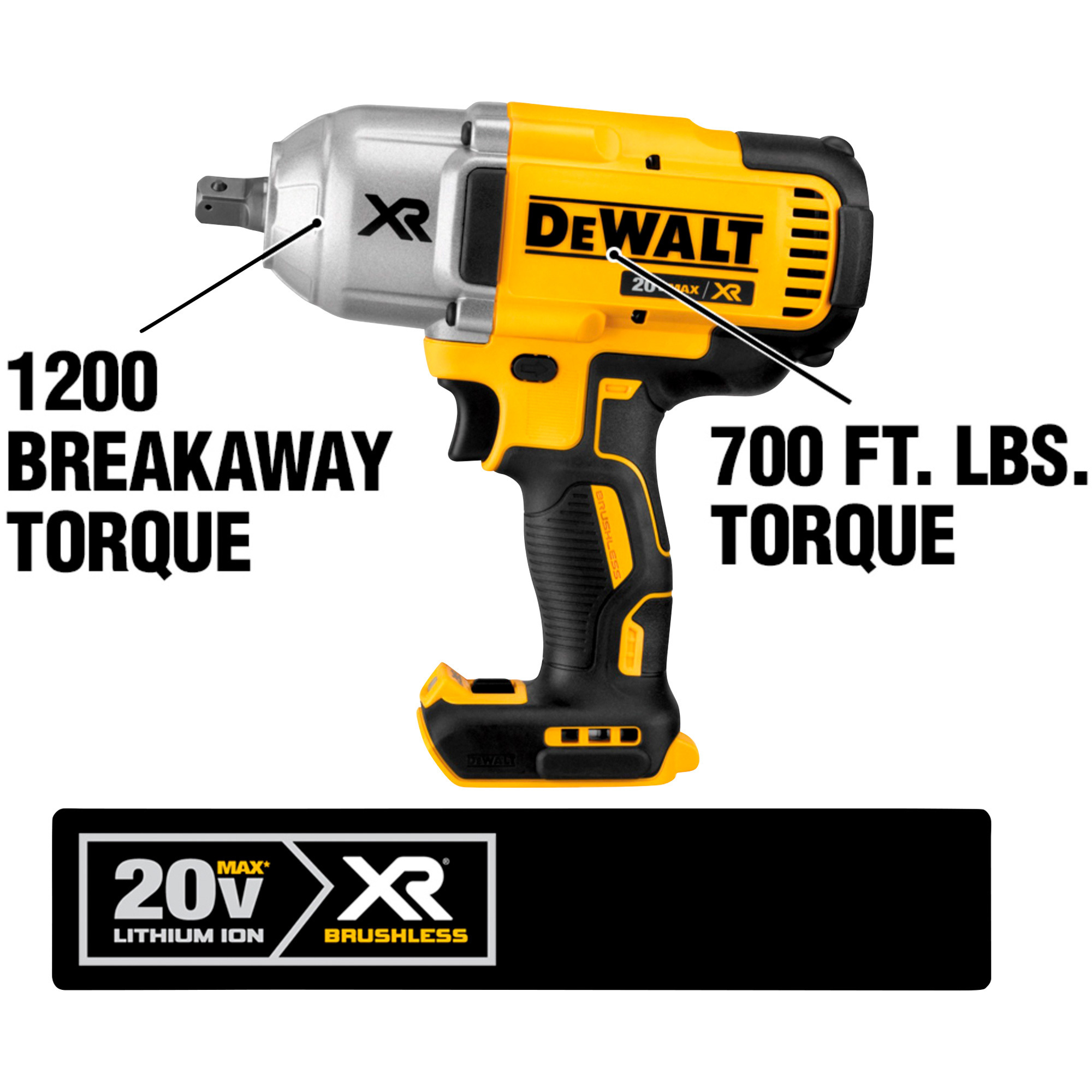 DEWALT 20V MAX XR Lithium-Ion Cordless Brushless Impact Wrench, Tool ...