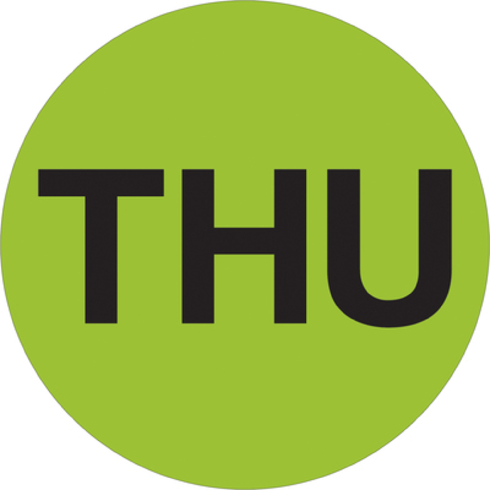 1in. Circl - "THU" (Fluo Green Days W 500/CS, Model# DL6531