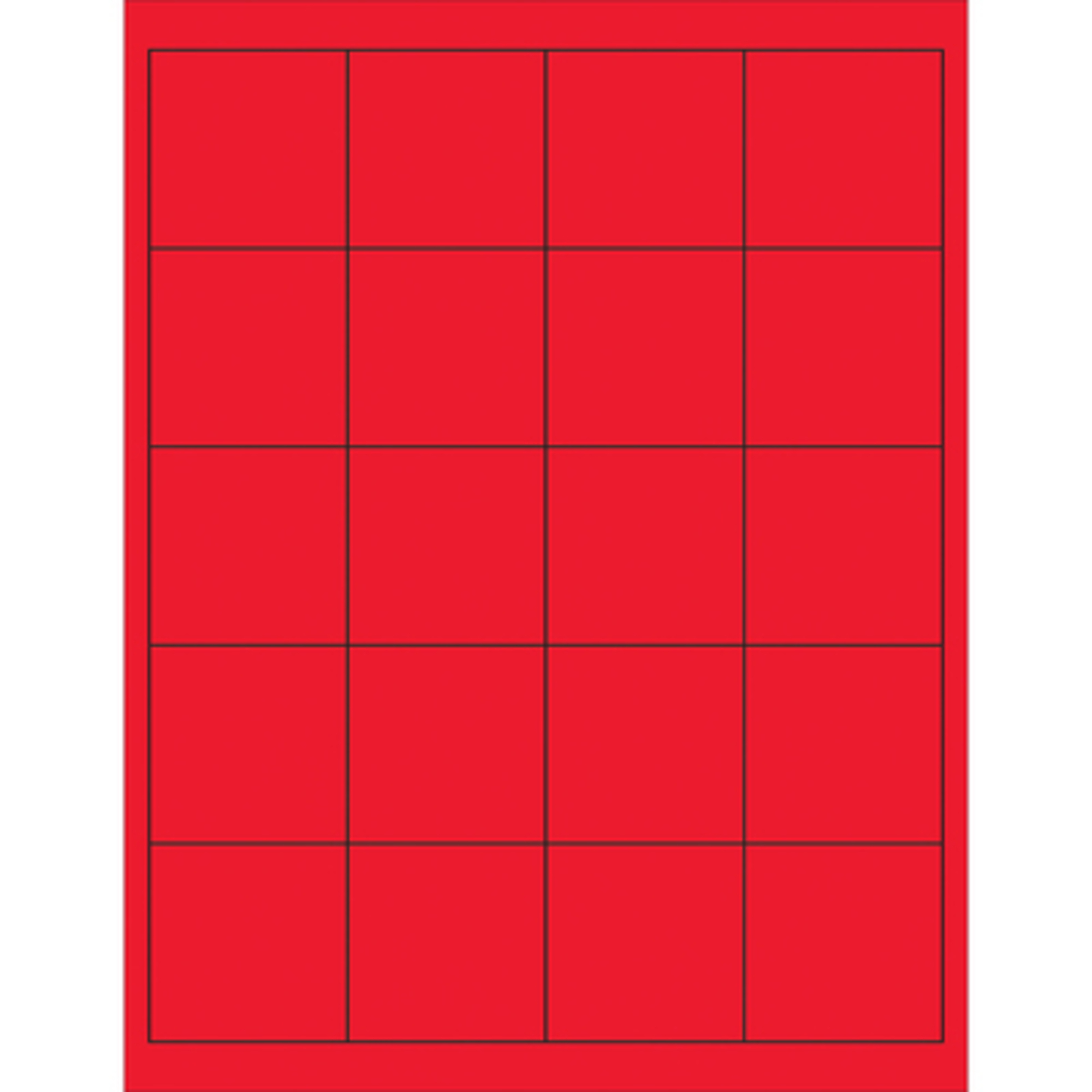 2 x 2in.Flu Red Recta Laser Label 2000/CS, Model# LL172RD | Northern Tool