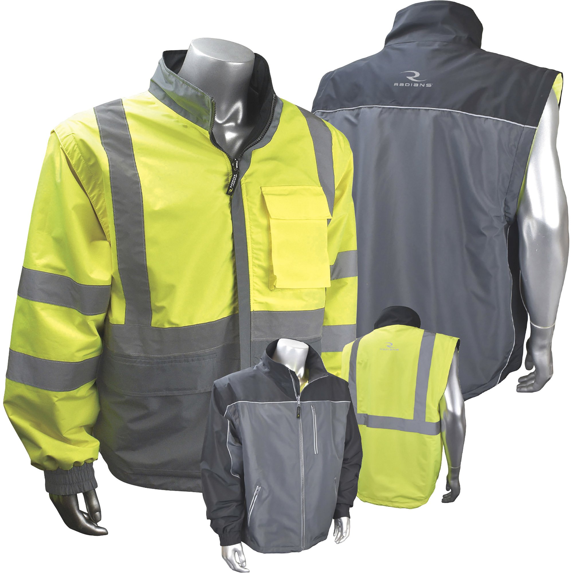 Radwear Men's Class 3 High Visibility Reversible Windbreaker — Lime