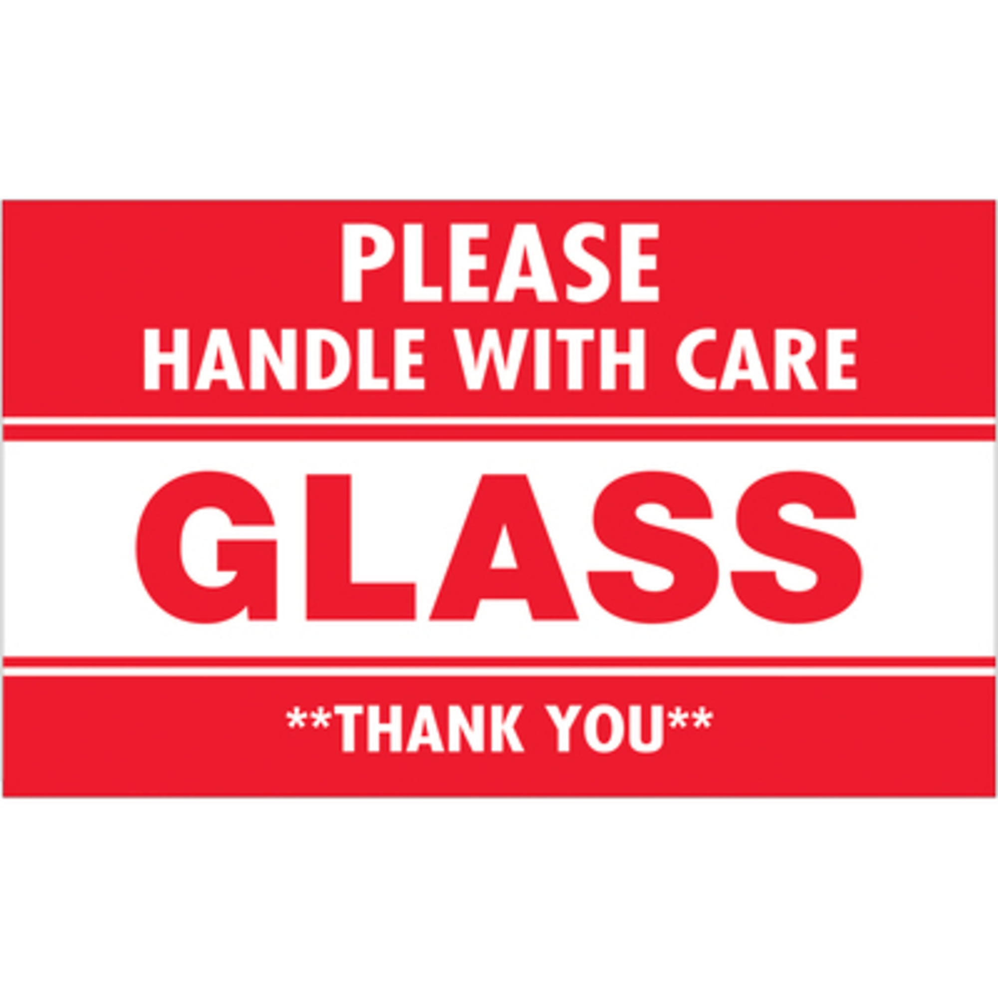 3 x 5in. - "Glas - Pleas Handl With Care" L 500/CS, Model# SCL566