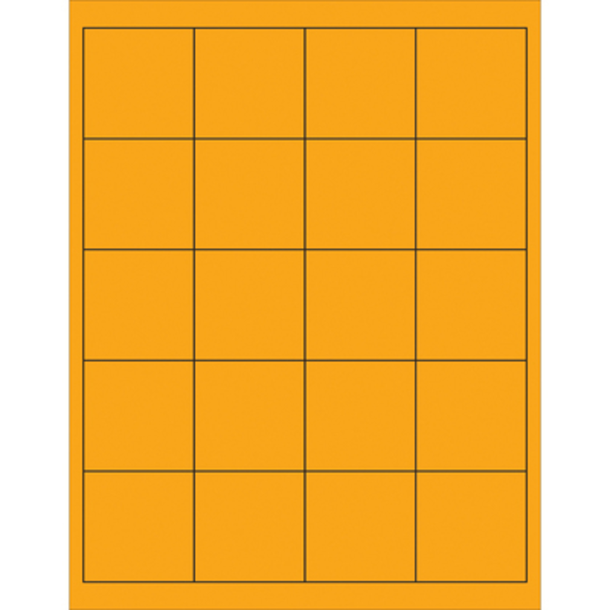 Stock Packaging Fluorescent Orange Rectangular Laser Labels — 2in. x 2in., 2000 Pcs, Model# LL172OR
