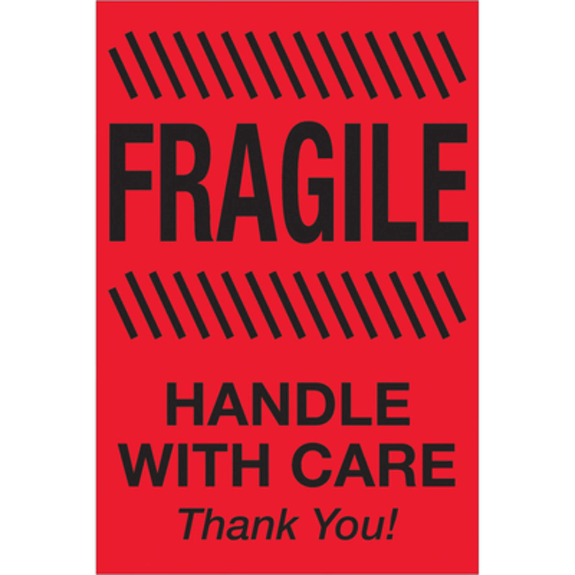 Stock Packaging Fragile Handle with Care Labels — 4in. x 6in., Fluorescent Red, 500 Pcs, Model# DL1186
