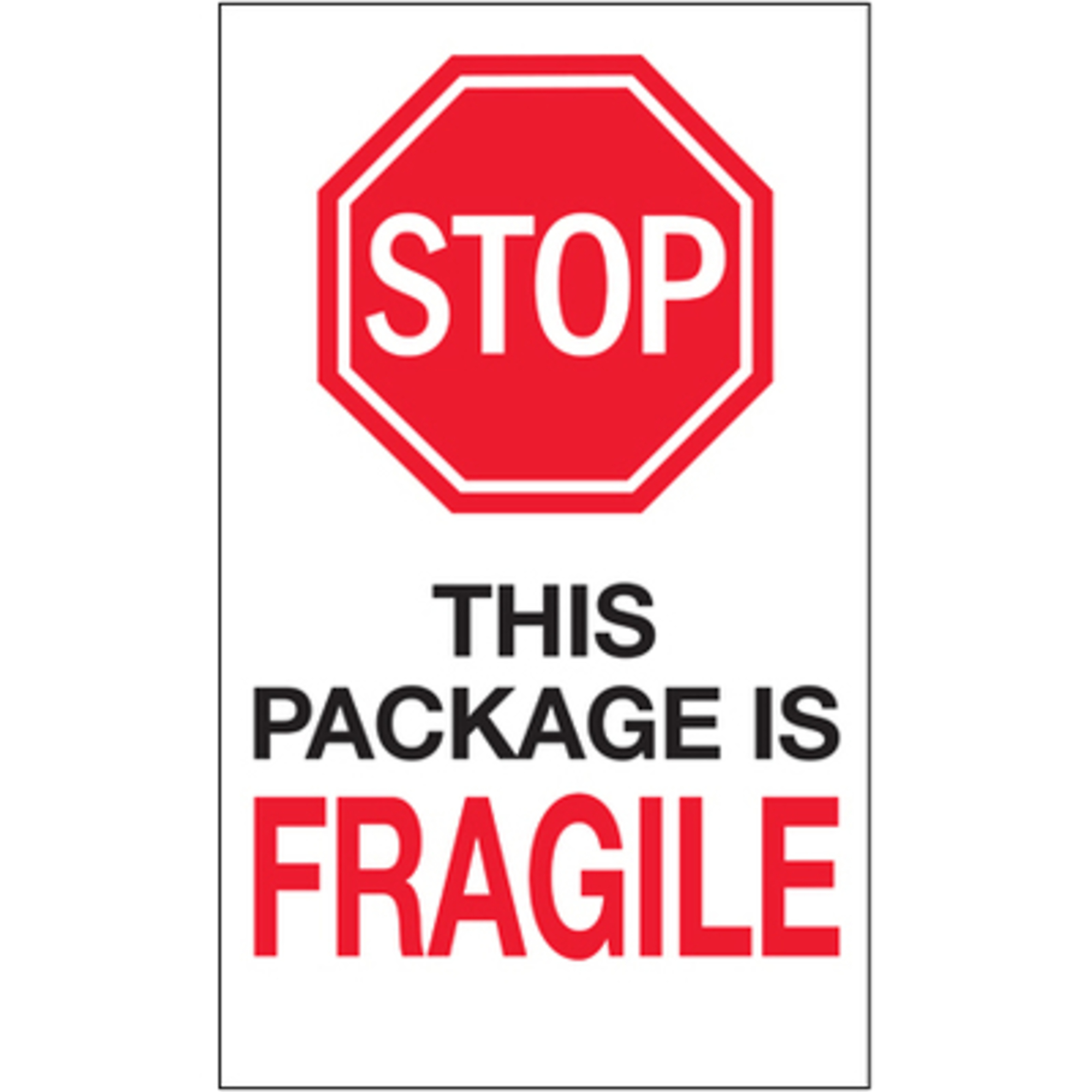 6 x 10in. - "Stop - This Packa is Fragi Label 250/CS, Model# DL7015