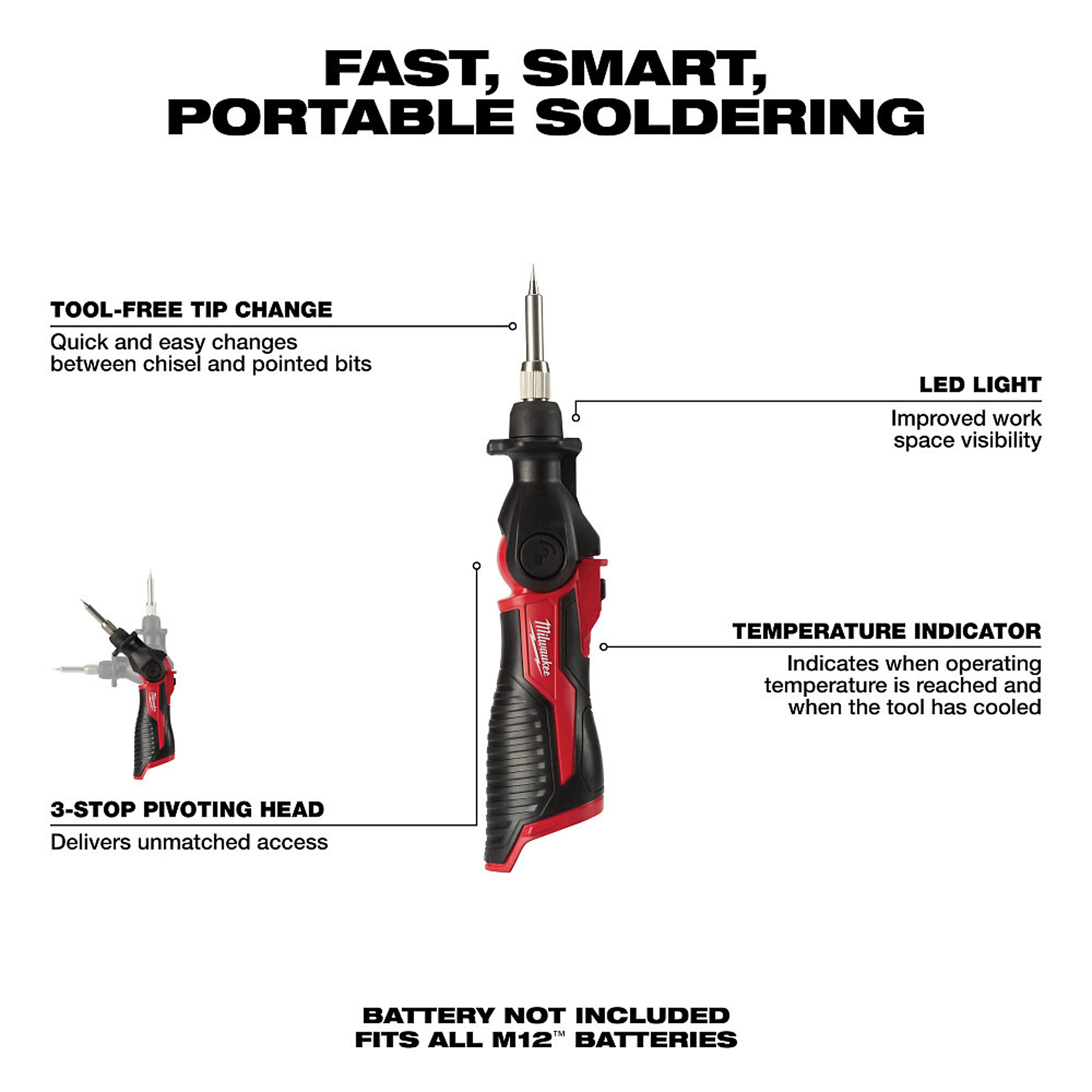 Indicates Tool Milwaukee M12 Soldering Iron, Tool Only, Model# 2488-20 | Northern Tool