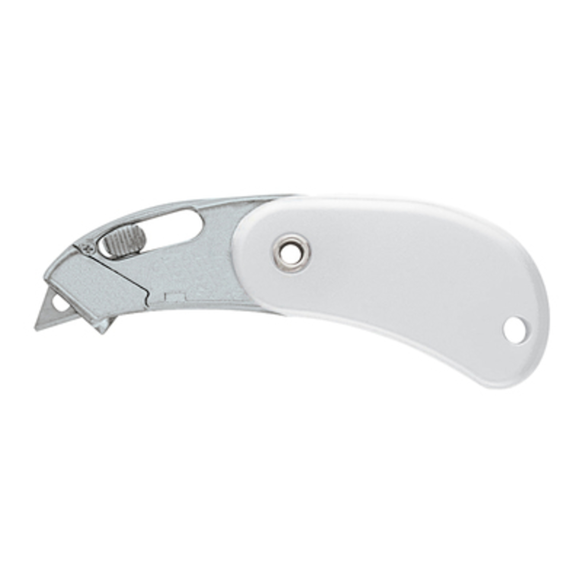 Stock Packaging White Self-Retracting Pocket Safety Cutter — 12 Pcs, Model# KN133W