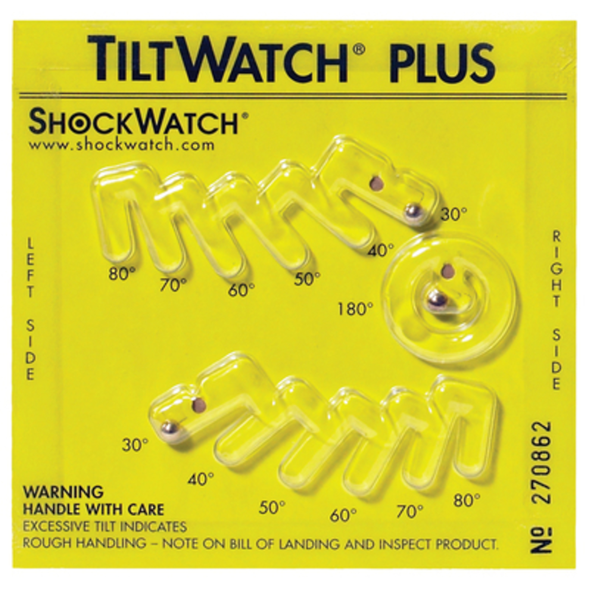 TiltWatch Plus Tilt Indicator with Label - 360° Monitoring, 30° Activation, Model# STWPLUS