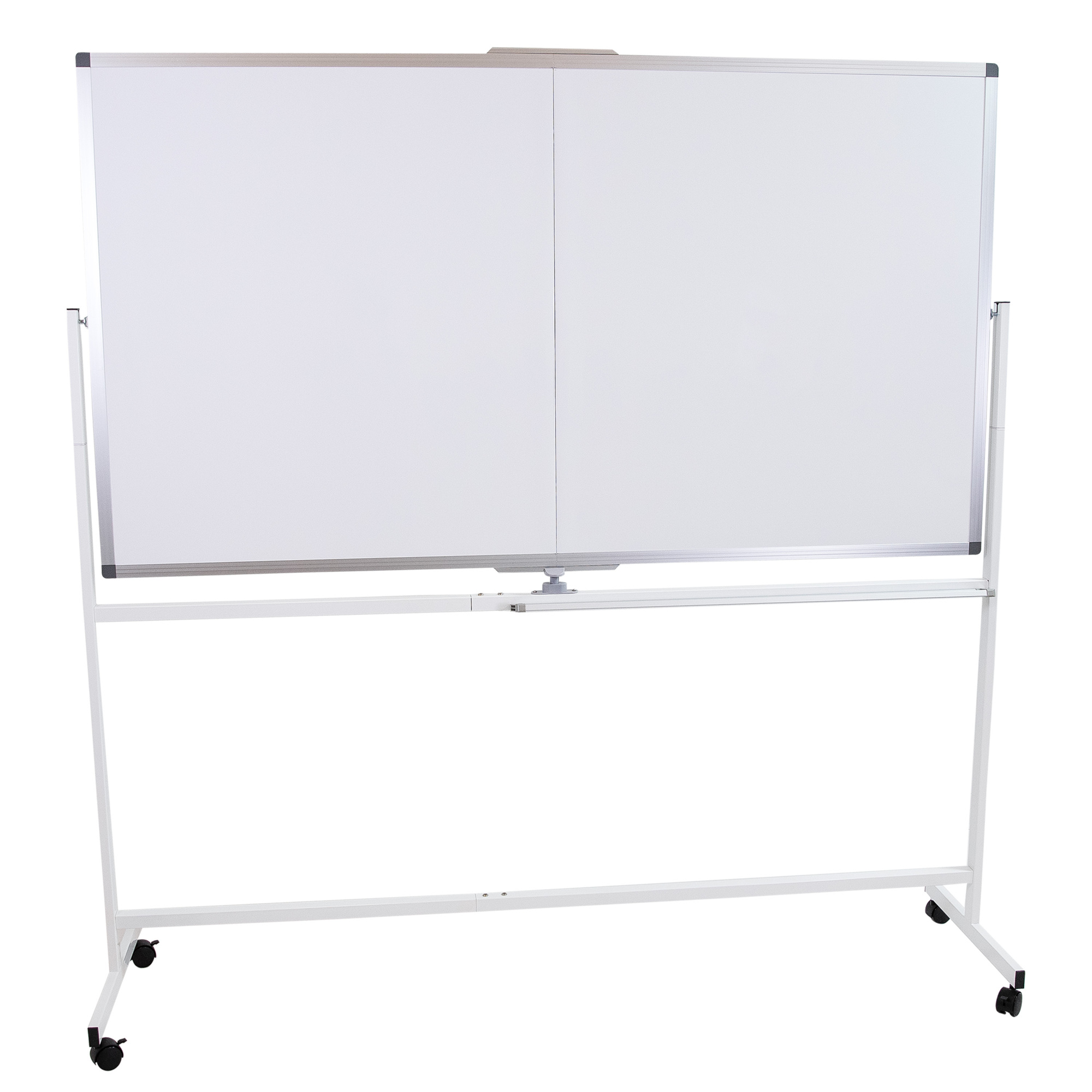 Sunnydaze Decor Double-Sided Magnetic Mobile Whiteboard - 68in. x 37in., 360-Degree Rotation, Lockable Wheels, Model# QBD-2841