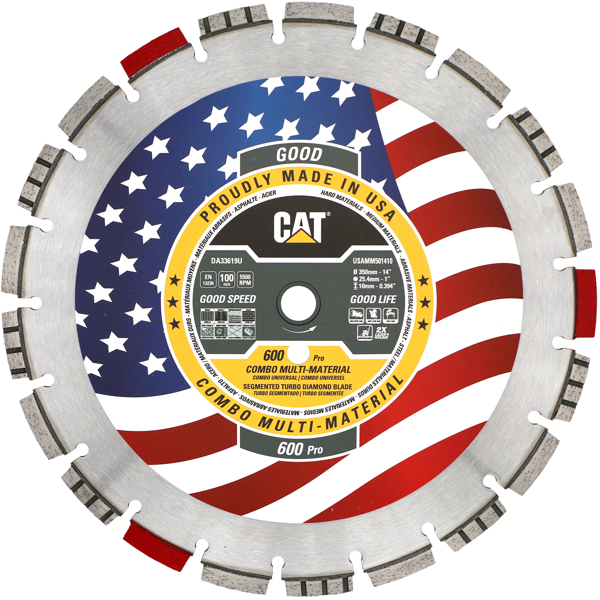CAT, Cat 600 Pro Made in USA Multi Materials 14in., Blade Diameter 14 in, Included (qty.) 1 Model# DA33619U