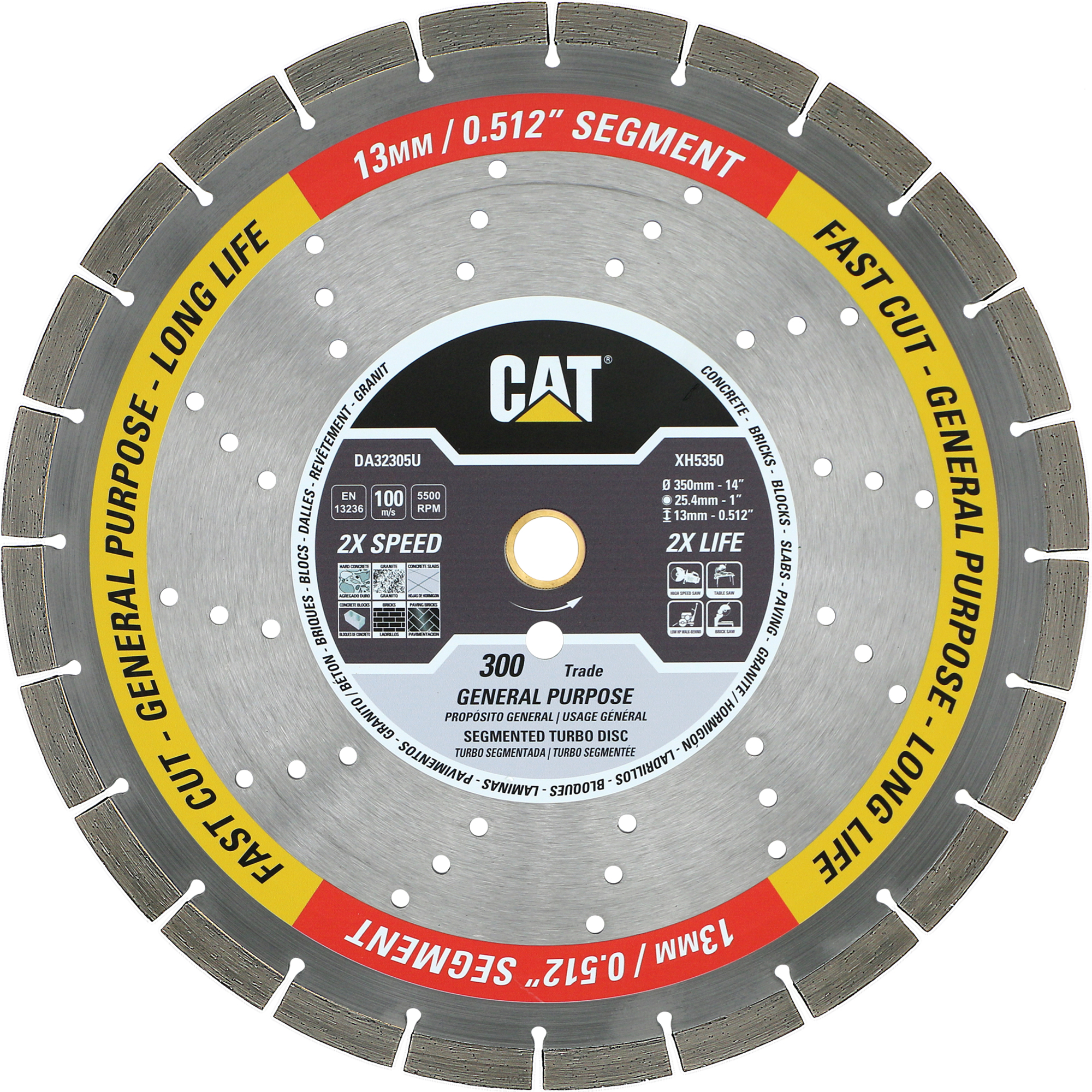 CAT, Cat 300 Trade General Purpose Diamond Blade 14in., Blade Diameter 14 in, Included (qty.) 1 Model# DA32305U
