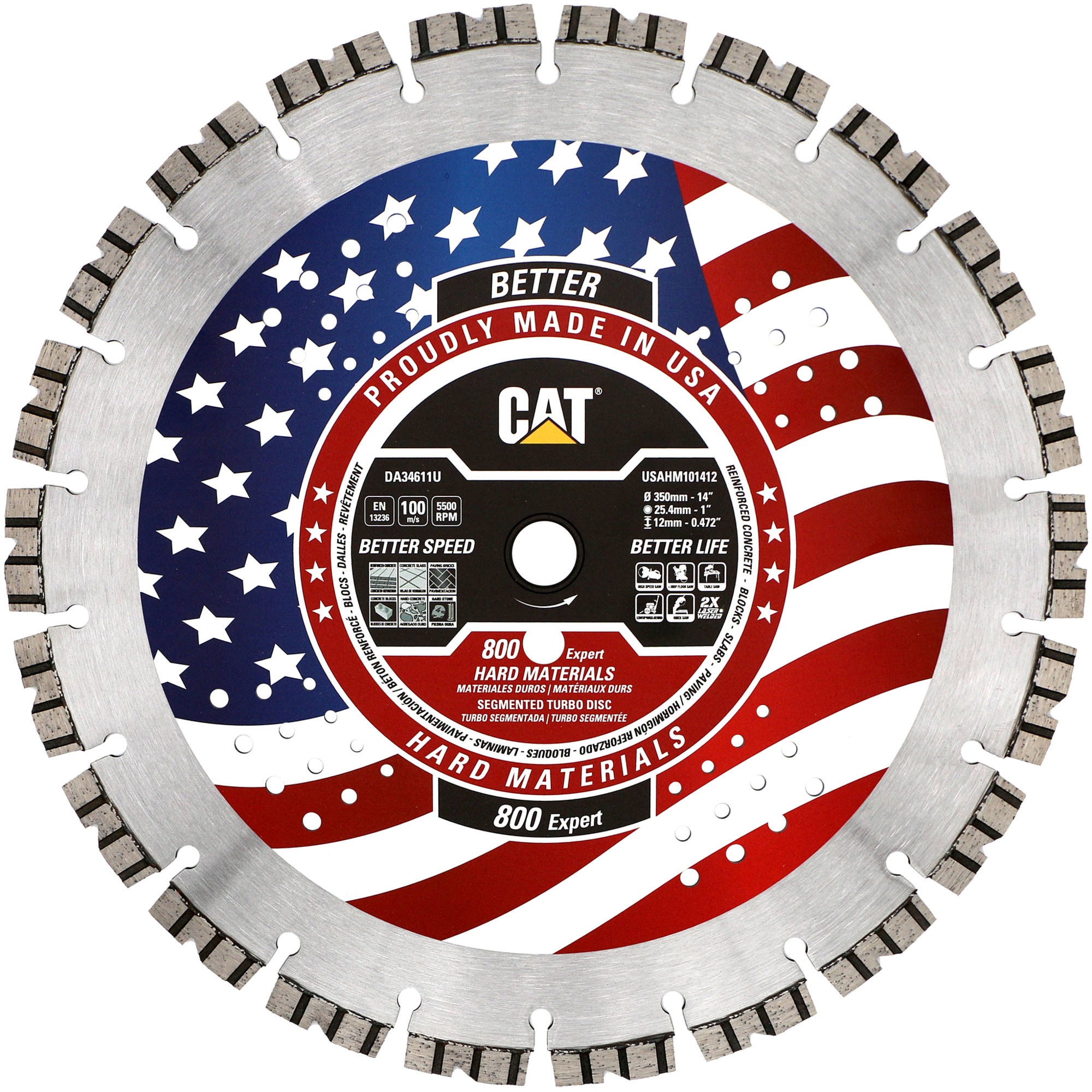 CAT, Cat 800 Expert Made in USA Hard Materials 14in., Blade Diameter 14 in, Included (qty.) 1 Model# DA34611U