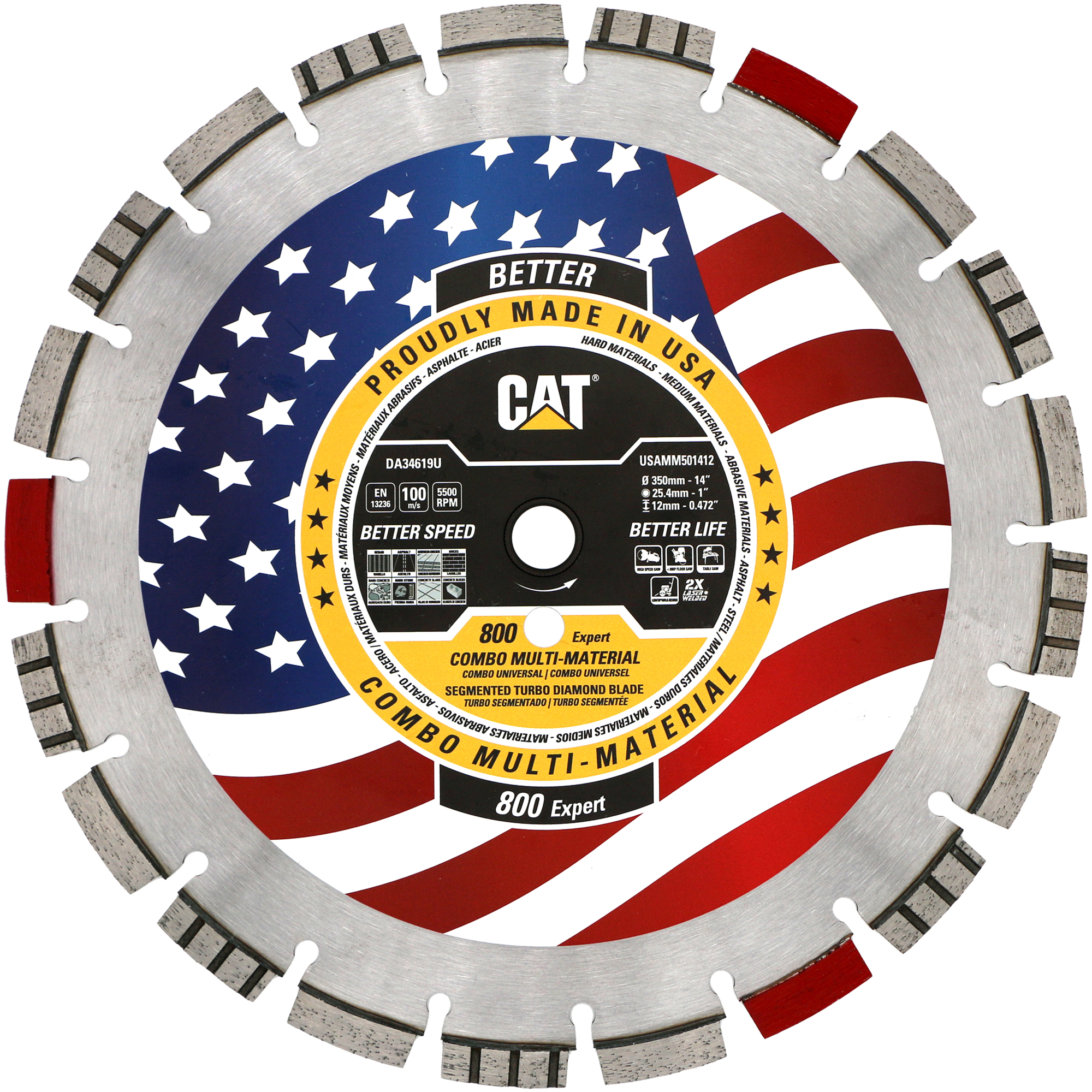 CAT, Cat 800 Expert Made in USA Multi Materials 14in., Blade Diameter 14 in, Included (qty.) 1 Model# DA34619U