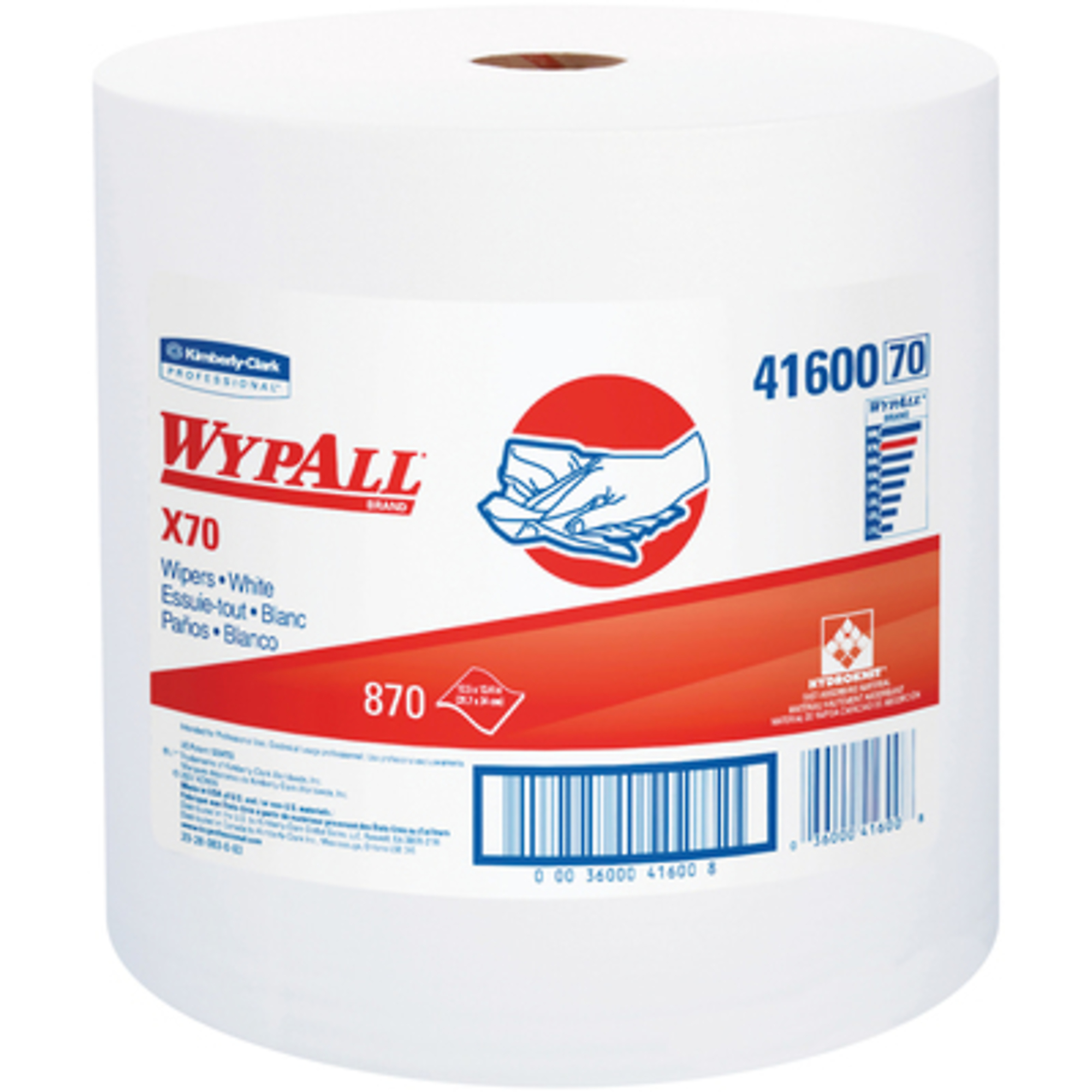 WypAll X70 Industrial Pro Jumbo Roll Wipers - White, Model# KW121