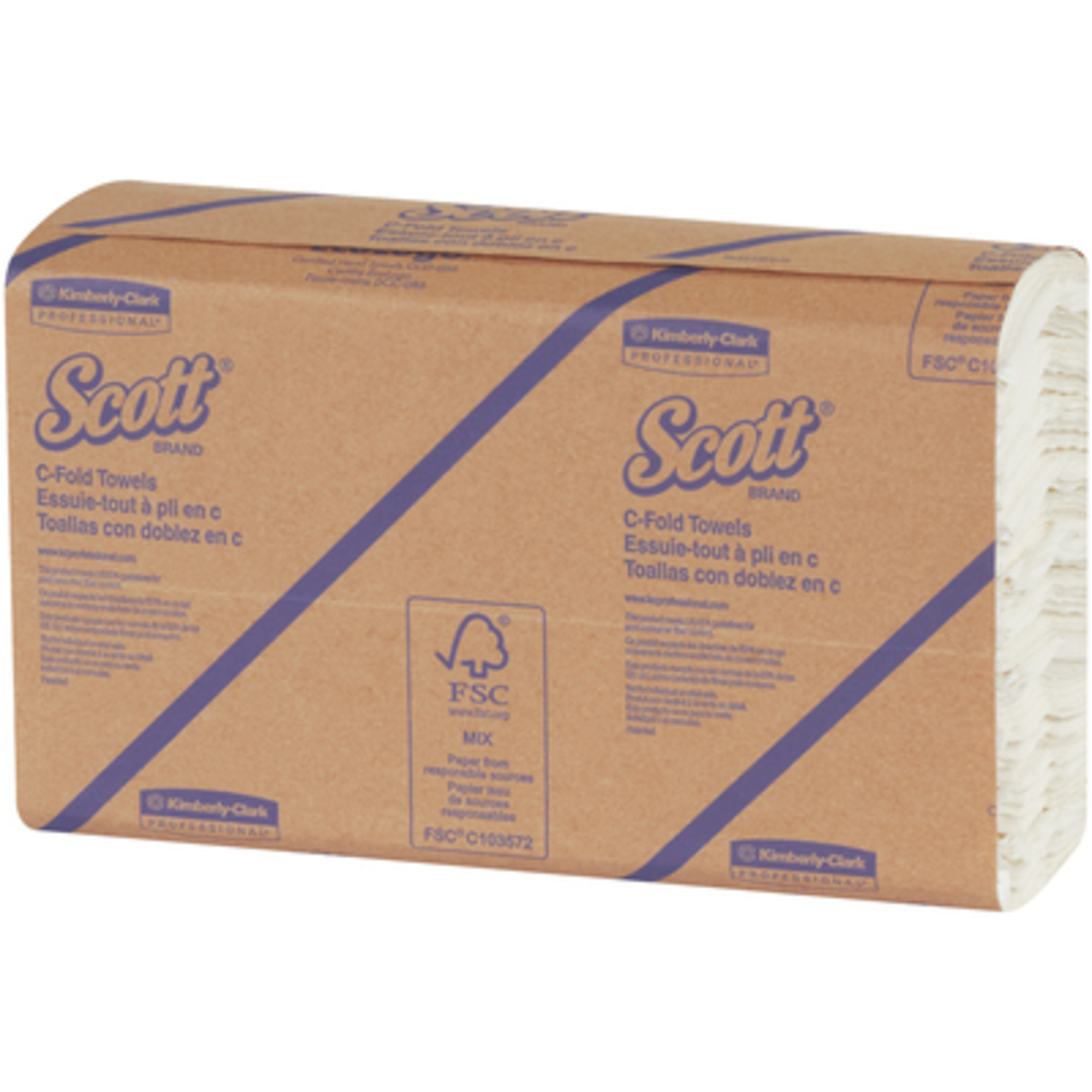 Scott Surpass White C-Fold Towels - 16/Case, Model# TTWCFS