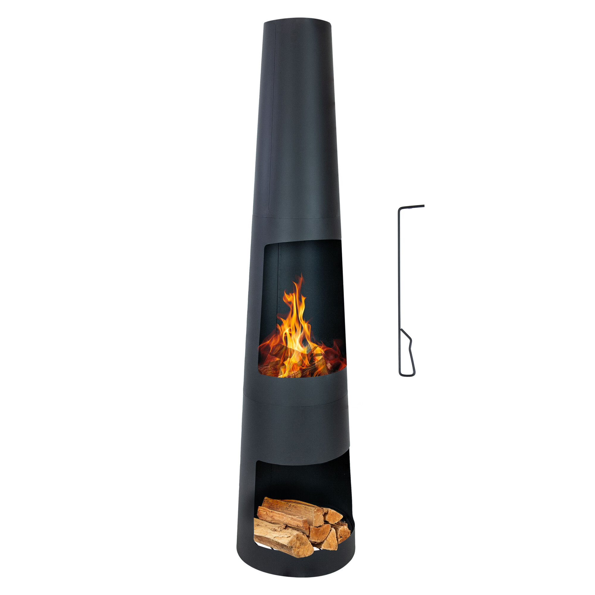 Sunnydaze Decor, 59in. H Steel Chiminea with Log Holder, Diameter 14.25 in, Model# FSN-1851