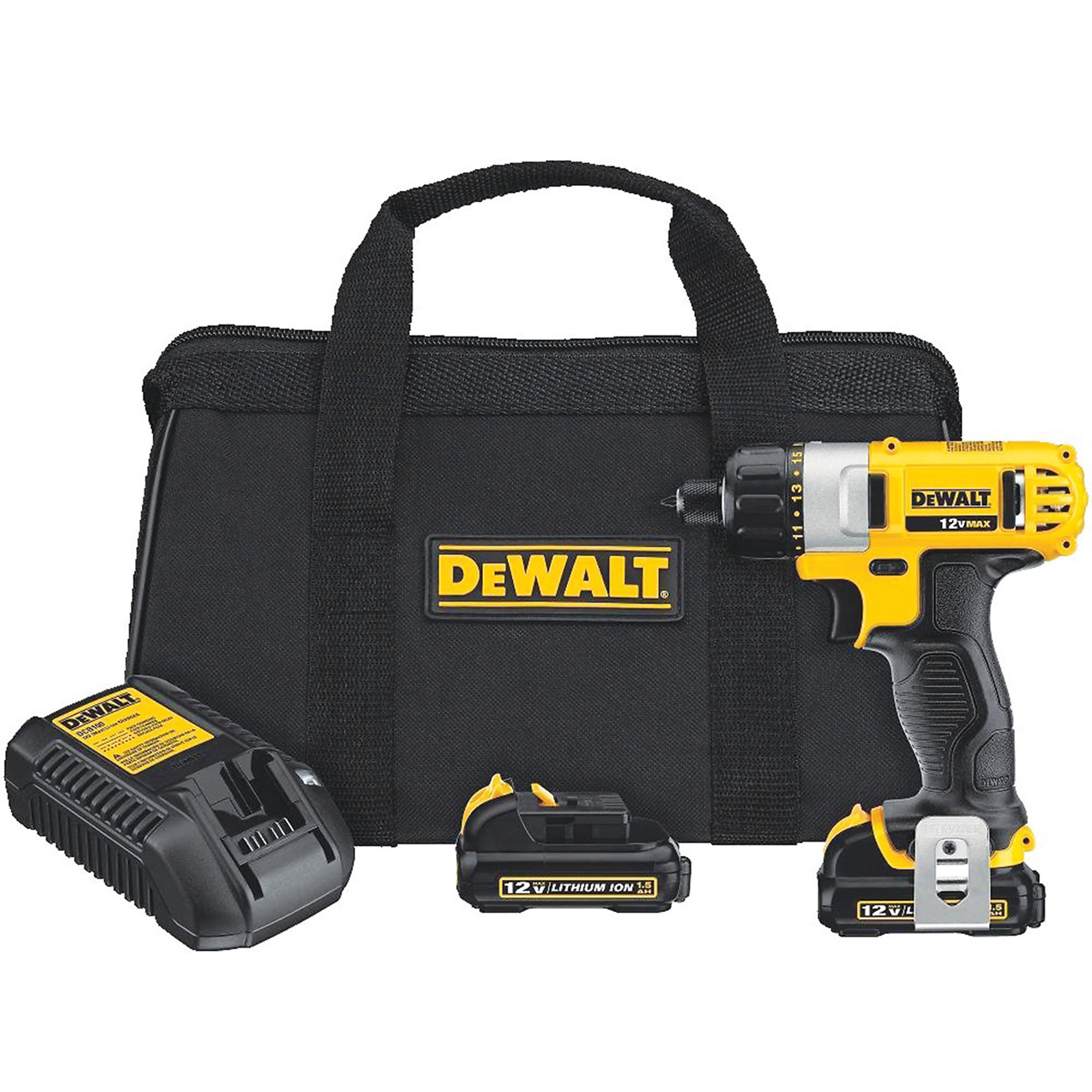DeWalt 12V Max Li-Ion Screwdriver Kit — 1/4in. Hex Chuck, 3 LEDs, Model# DWTDCF610S2