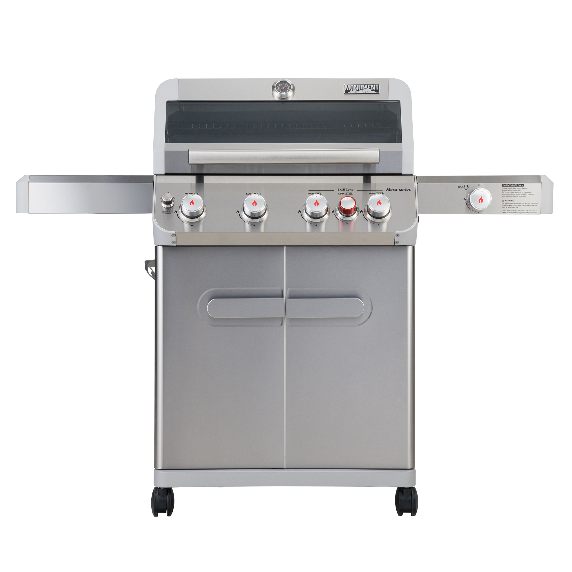 Monument Grills, Stainless Steel Mesa 4 Burner Grill, Fuel Type Propane, Capacity 23 Gal, Model# M415BZ