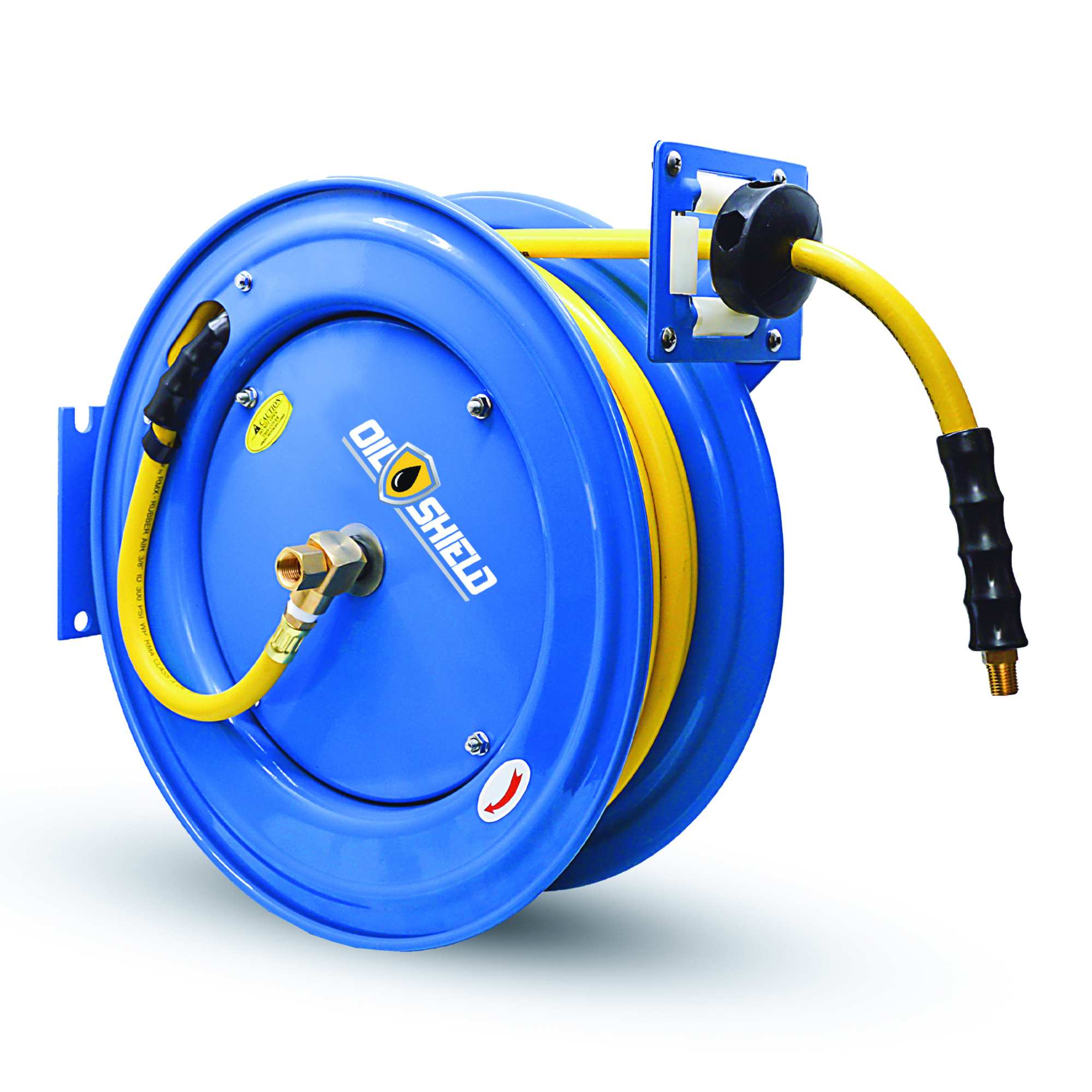 OilShield, Rubber 3/8in.x50ft. Air Hose Reel HD SA Assembly, Hose Diameter 3/8 in, Hose Length 50 ft, Model# OSRHD3850