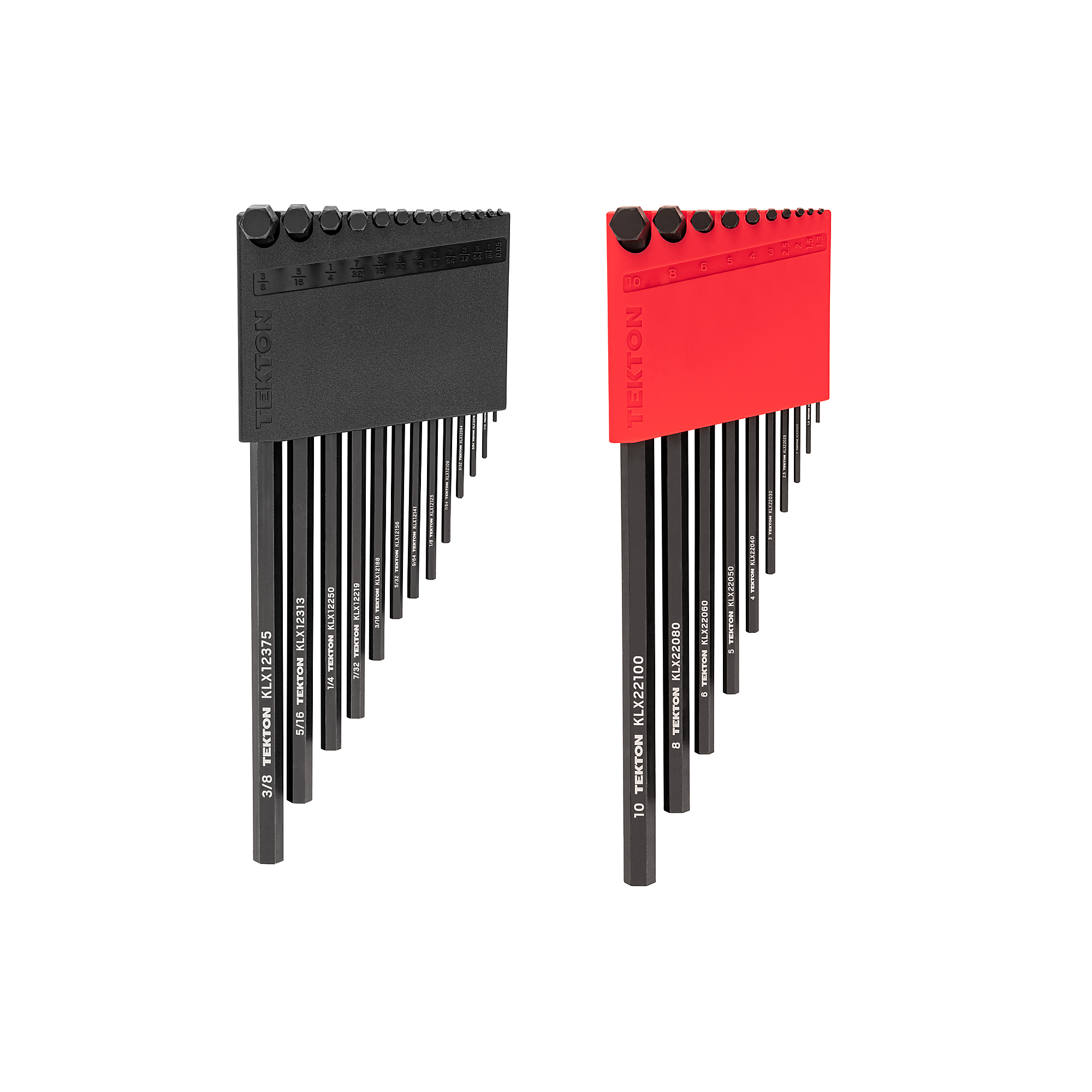 TEKTON Flat End Hex L-Key Set with Holders, 23-Piece (0.050 - 3/8 in., 1.3 - 10 mm) | KLX91305