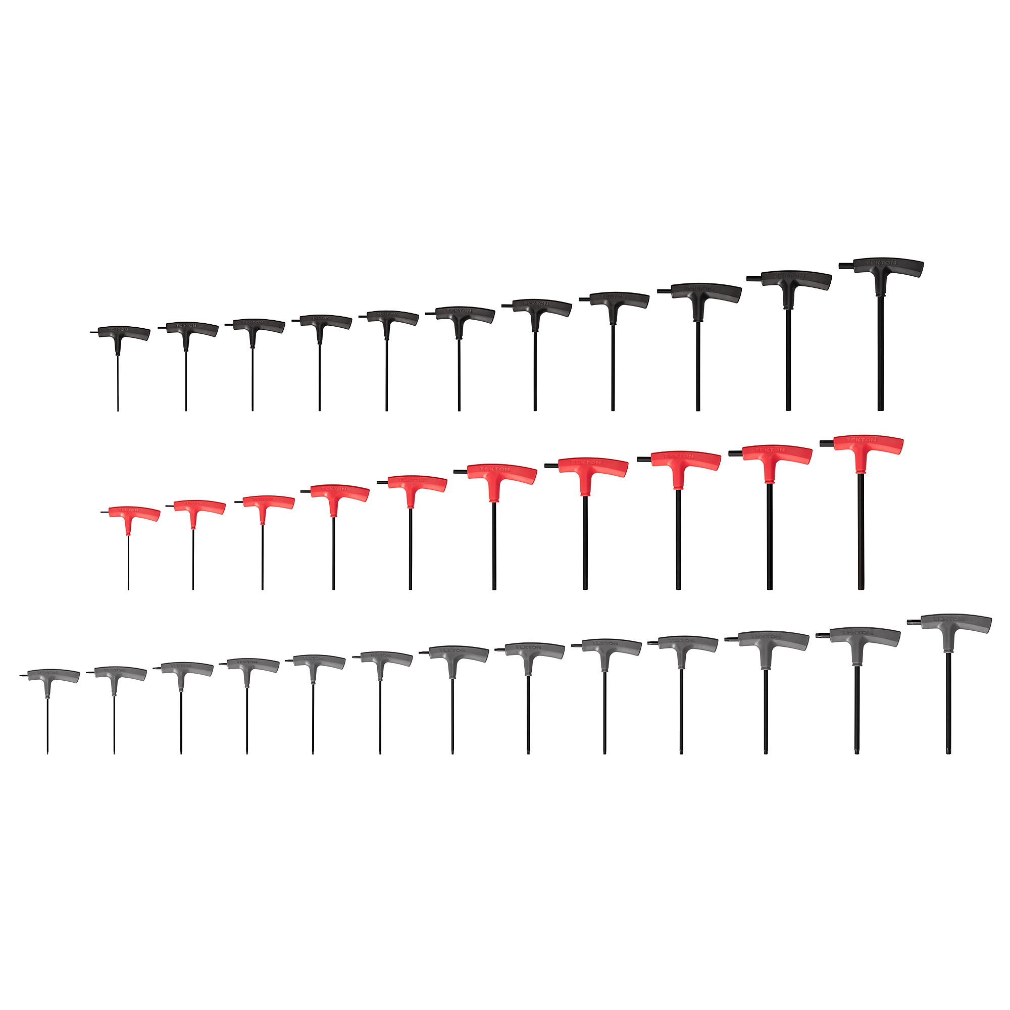 TEKTON Flat End Hex and Star T-Handle Key Set, 34-Piece (5/64 - 3/8 in., 2-10 mm, T6-T50) | KEY90002