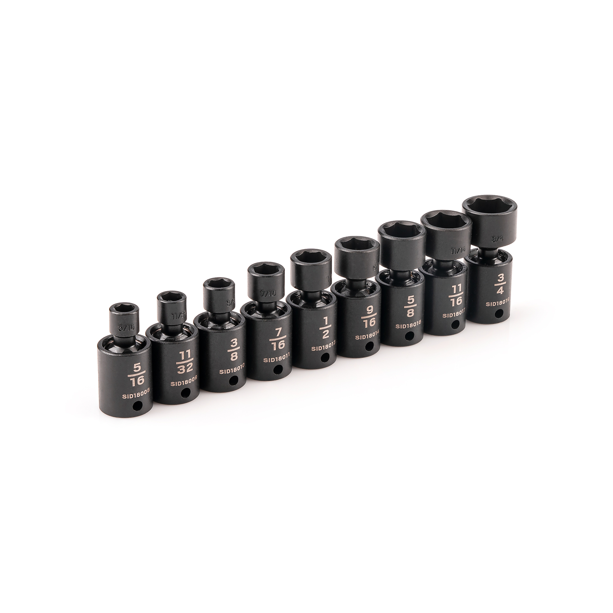 TEKTON 3/8 Inch Drive Shallow 6-Point Universal Joint Impact Socket Set, 9-Piece (5/16 - 3/4 in.) | SID97000