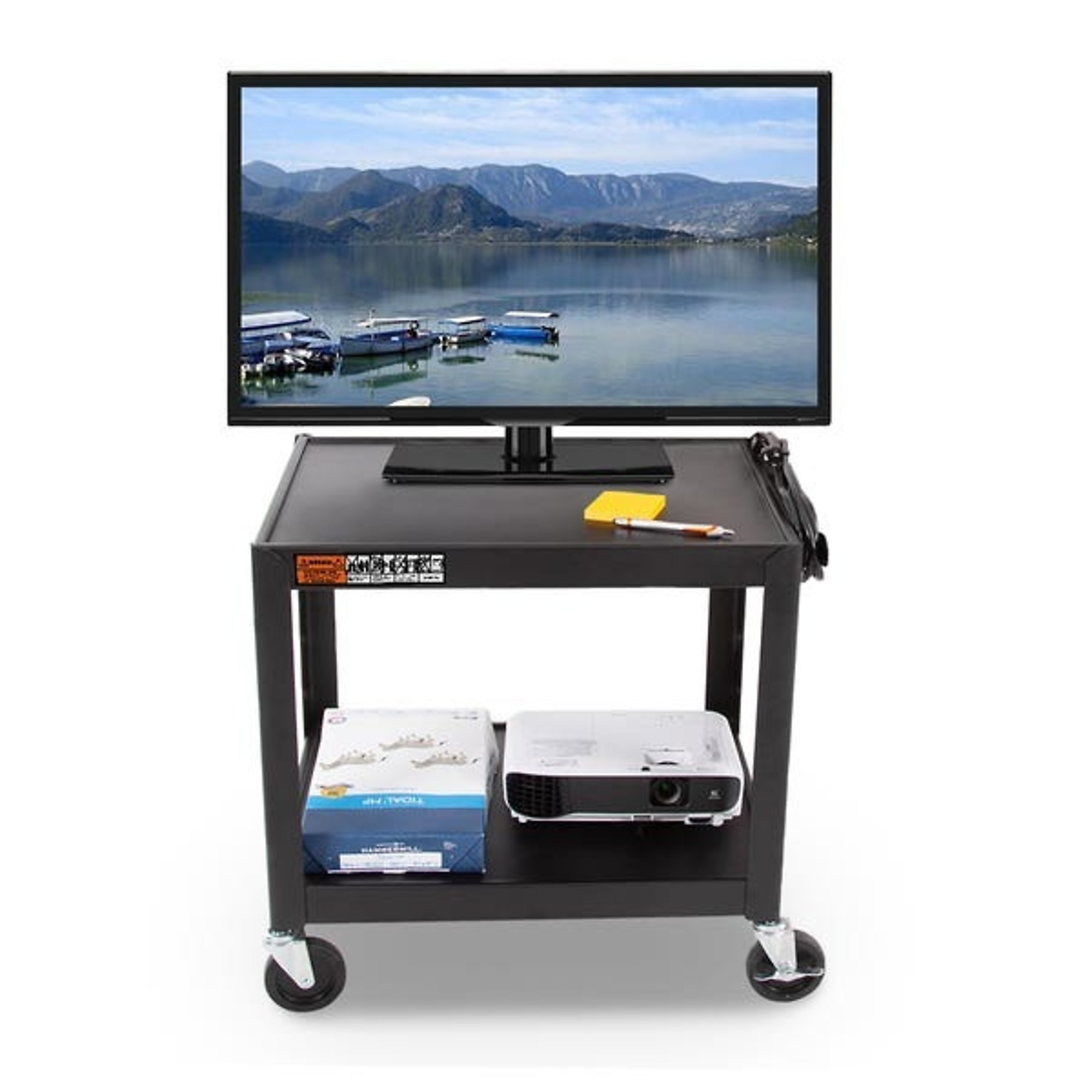 Luxor, Two-Shelf Steel 26in. AV Cart - Black, Total Capacity 200 lb, Shelves (qty.) 2 Material Steel, Model# AV26