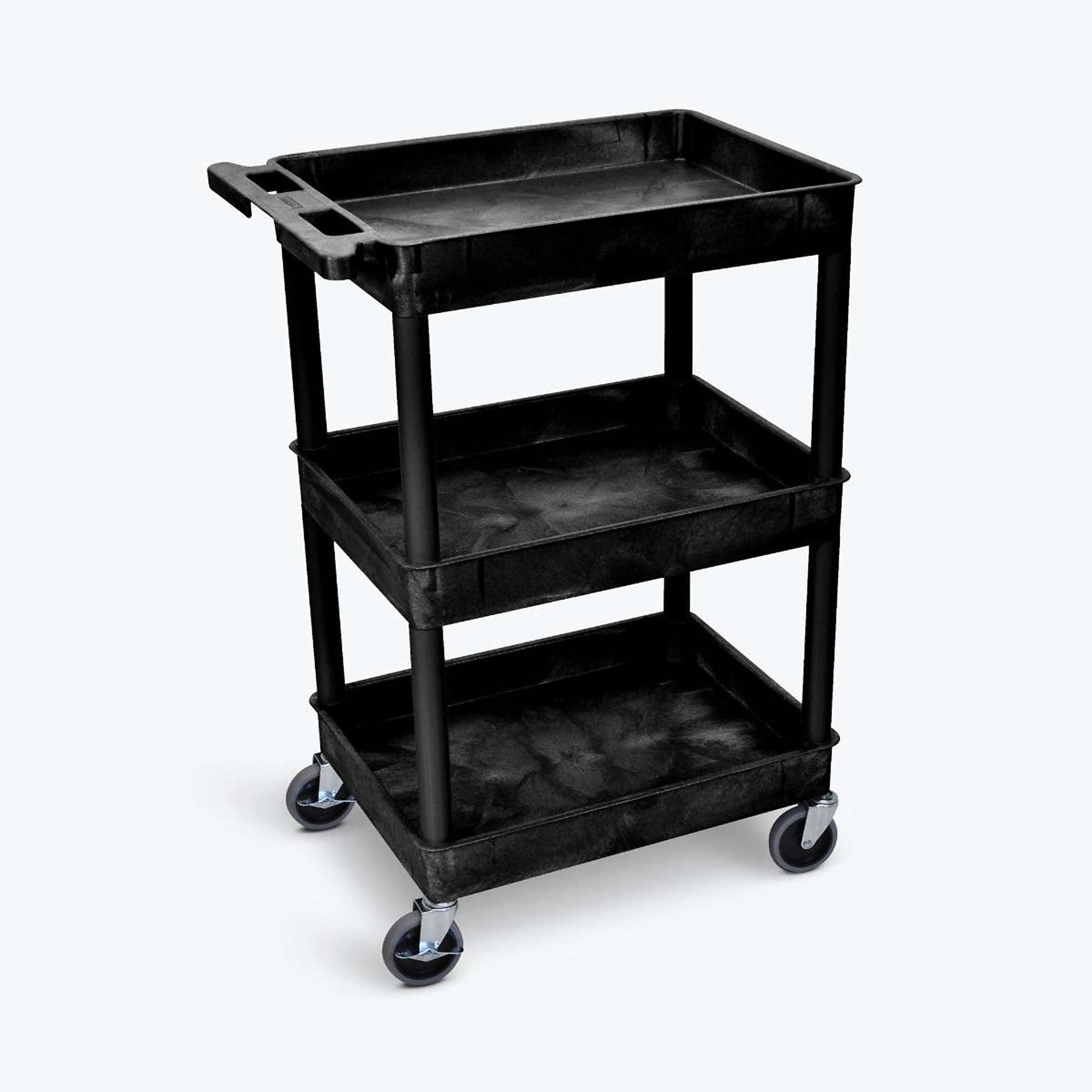 Luxor, Tub Utility Cart - Three Shelves w Bottle Holder, Total Capacity 300 lb, Shelves (qty.) 3 Material HDPE, Model# STC111H-B