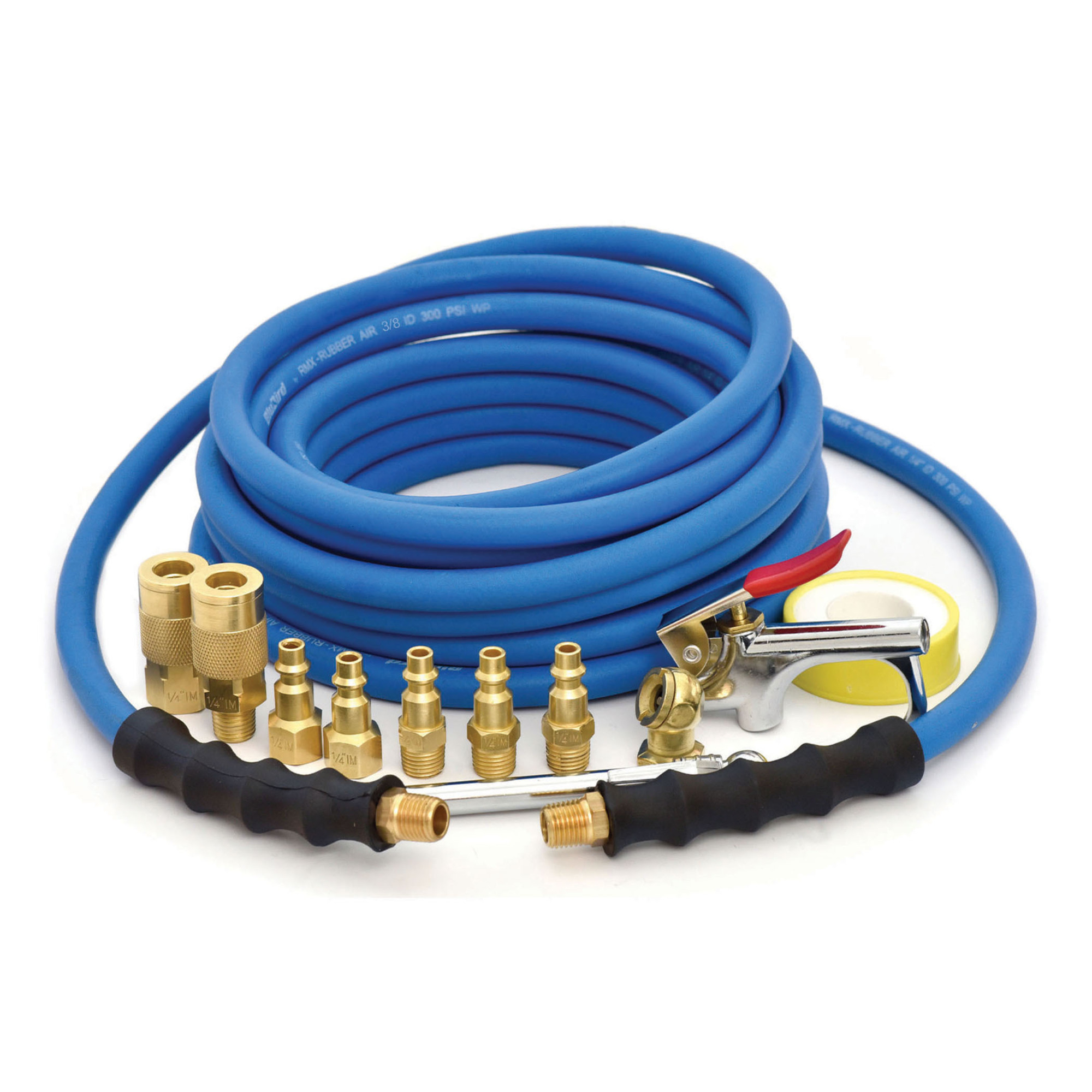 BluBird, Rubber AirHose Assembly 3/8in.x25ft. w/10pc Access Kit, Hose Diameter 3/8 in, Hose Length 25 ft, Model# BB3825KIT-10