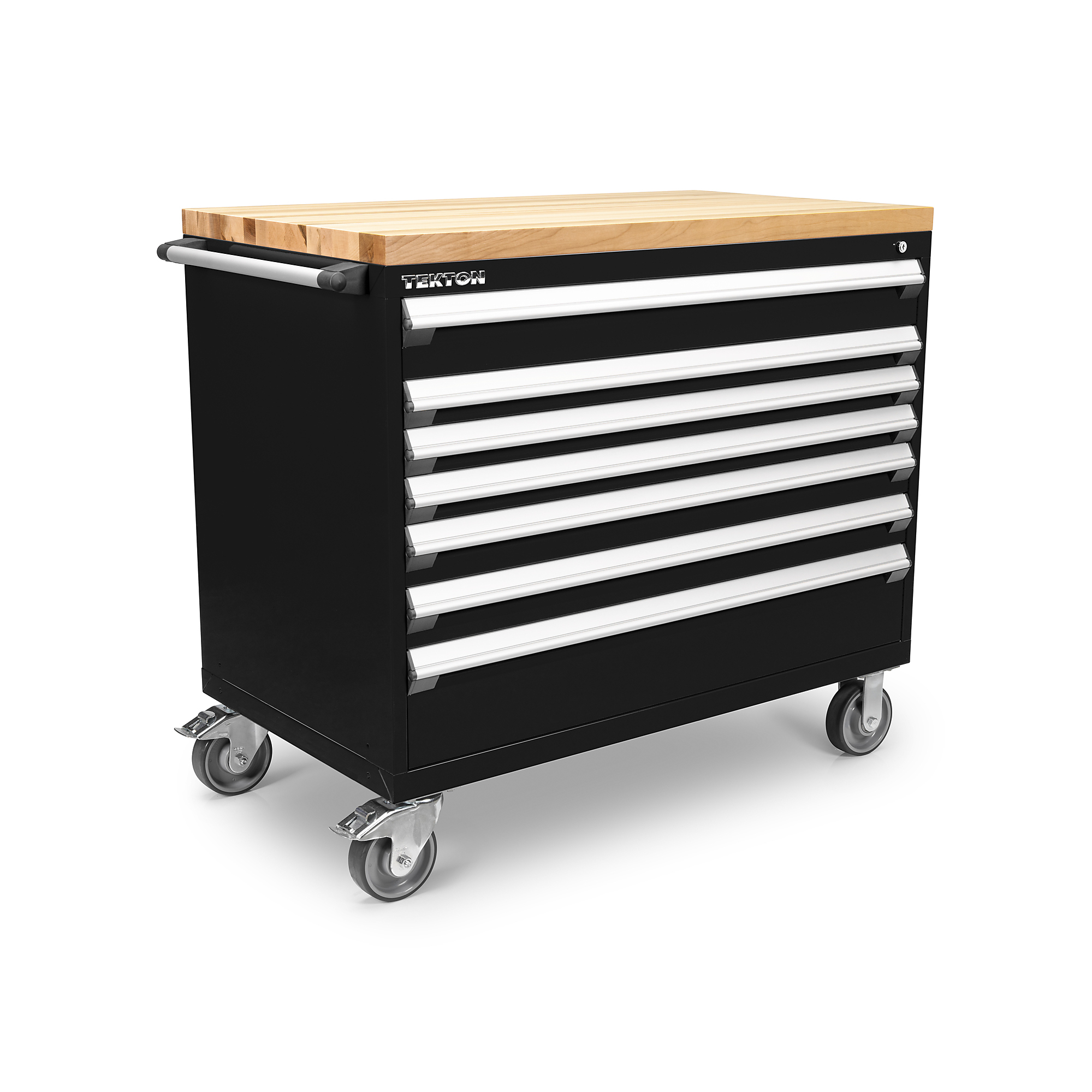 TEKTON 7-Drawer Tool Cabinet with Hardwood Block Top, Black (48 W x 27 D x 41.5 H in.) | OCL43100LWT