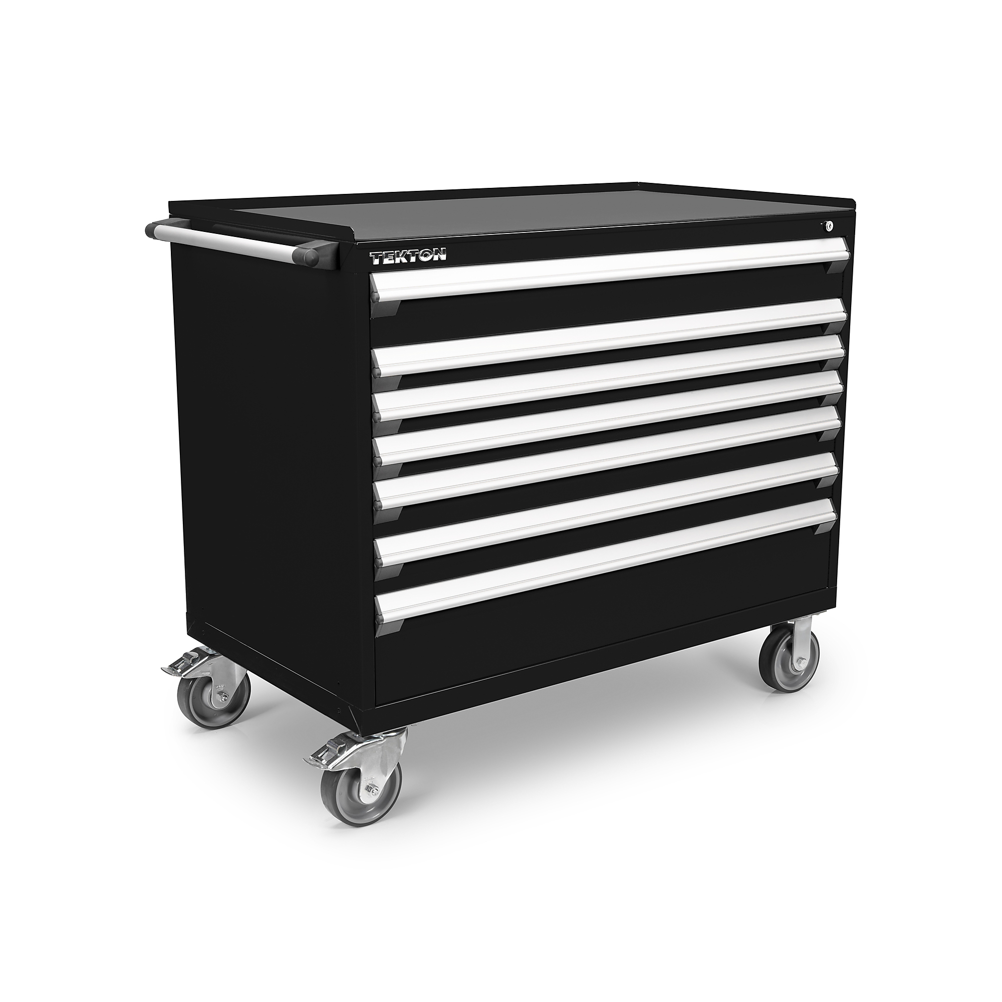 TEKTON 7-Drawer Tool Cabinet with Steel Top and Mat, Black (48 W x 27 D x 41.5 H in.) | OCL43100STM