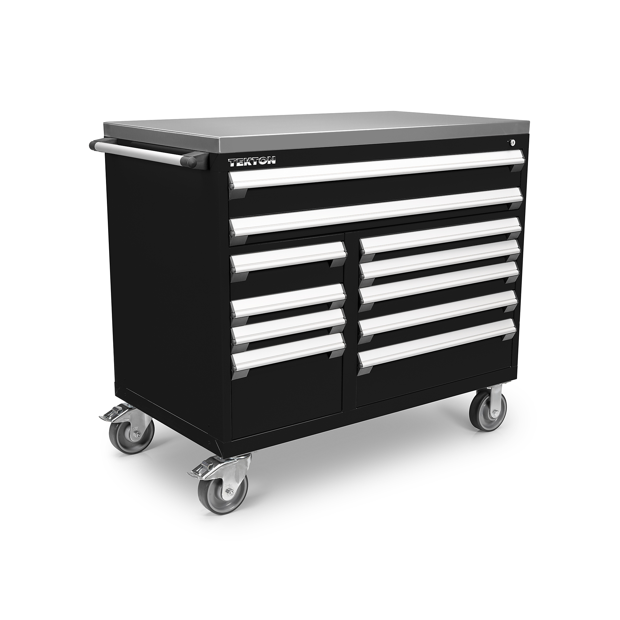 TEKTON 11-Drawer 40/60 Split Bank Tool Cabinet with Stainless Steel Top, Black (48 W x 27 D x 41.5 H in.) | OCL43102SST