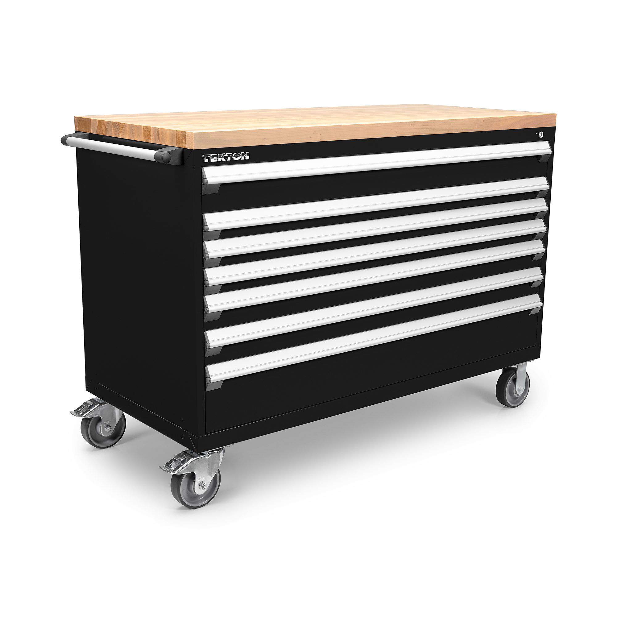 TEKTON 7-Drawer Tool Cabinet with Hardwood Block Top, Black (60 W x 27 D x 41.5 H in.) | OCL63100LWT