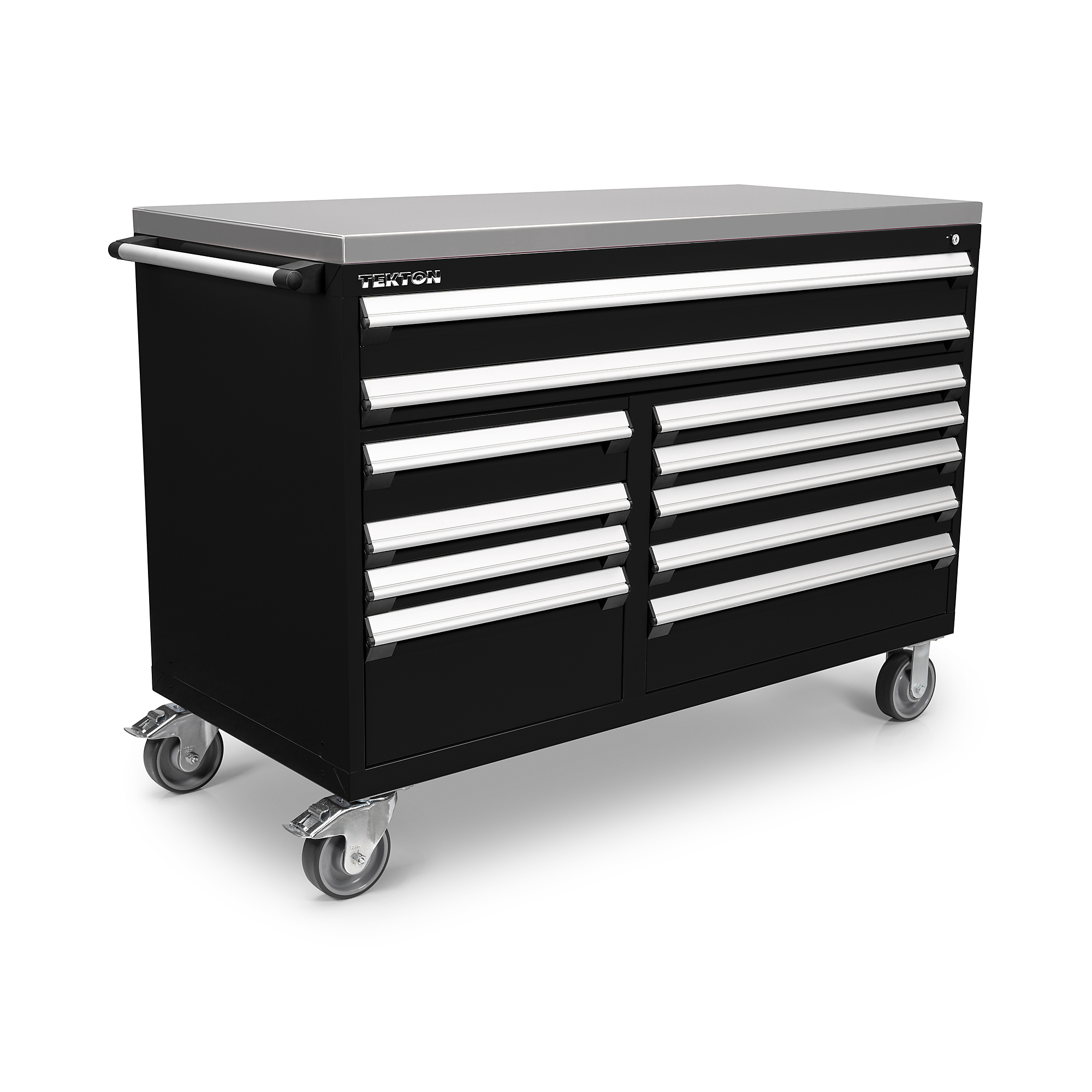 TEKTON 11-Drawer 40/60 Split Bank Tool Cabinet with Stainless Steel Top, Black (60 W x 27 D x 41.5 H in.) | OCL63102SST