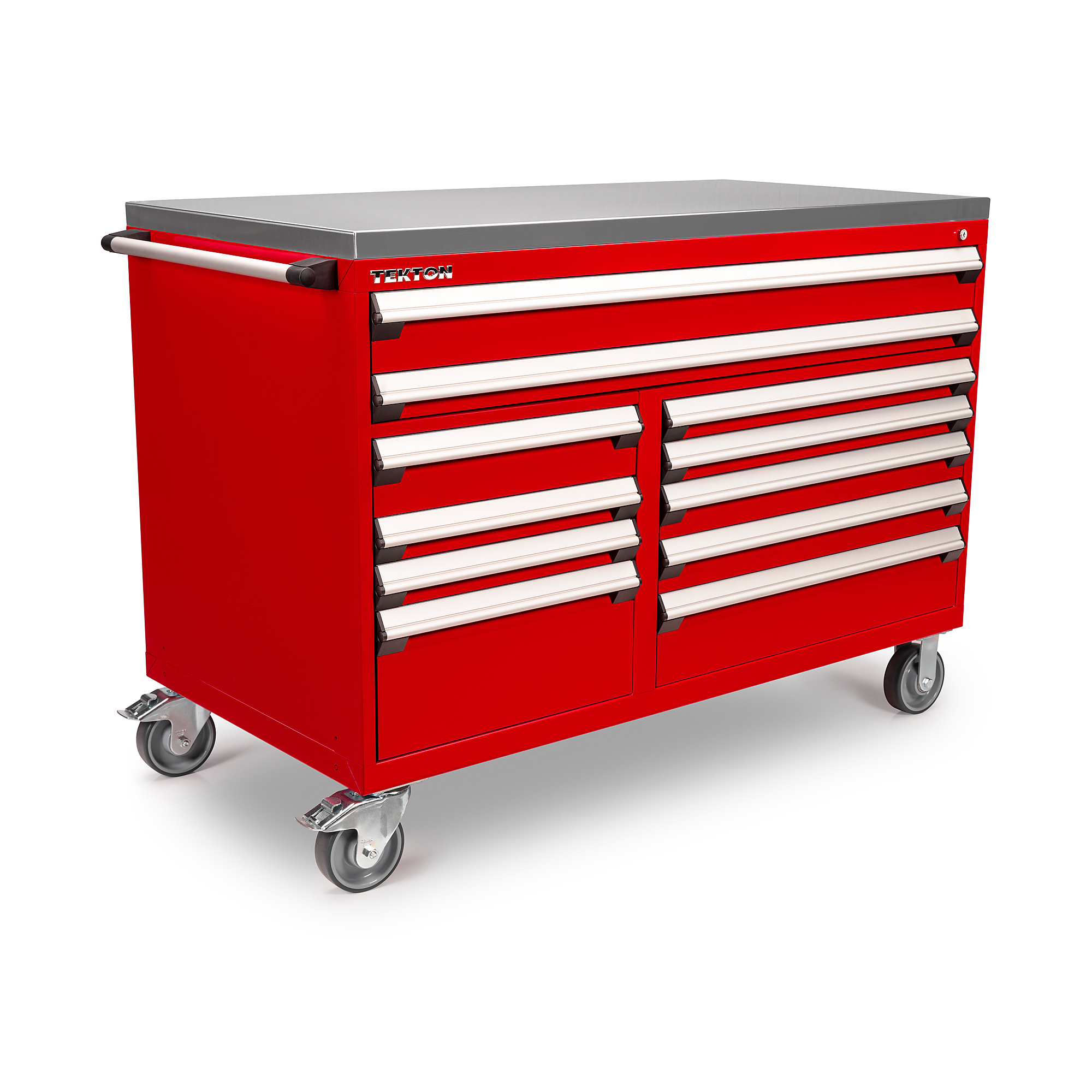 TEKTON 11-Drawer 40/60 Split Bank Tool Cabinet with Stainless Steel Top, Red (60 W x 30 D x 41.5 H in.) | OCL64200SST