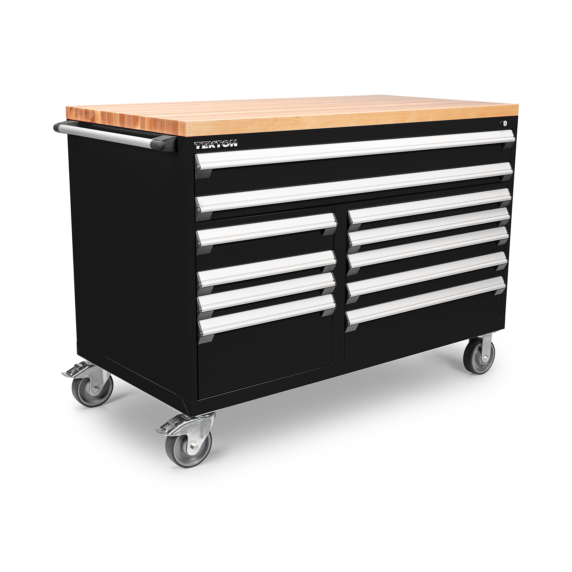 TEKTON 11-Drawer 40/60 Split Bank Tool Cabinet with Hardwood Block Top, Black (60 W x 30 D x 41.5 H in.) | OCL64100LWT