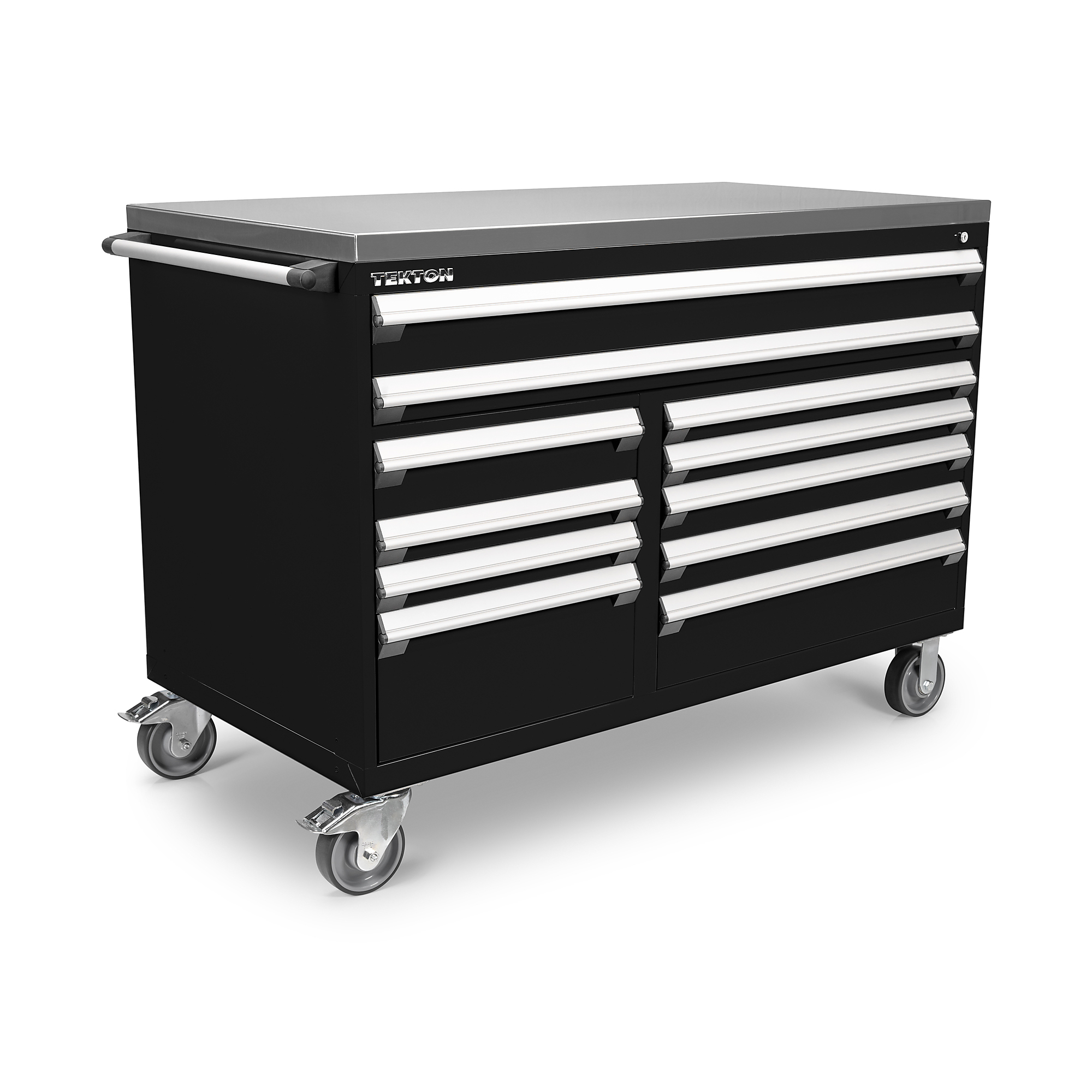 TEKTON 11-Drawer 40/60 Split Bank Tool Cabinet with Stainless Steel Top, Black (60 W x 30 D x 41.5 H in.) | OCL64100SST