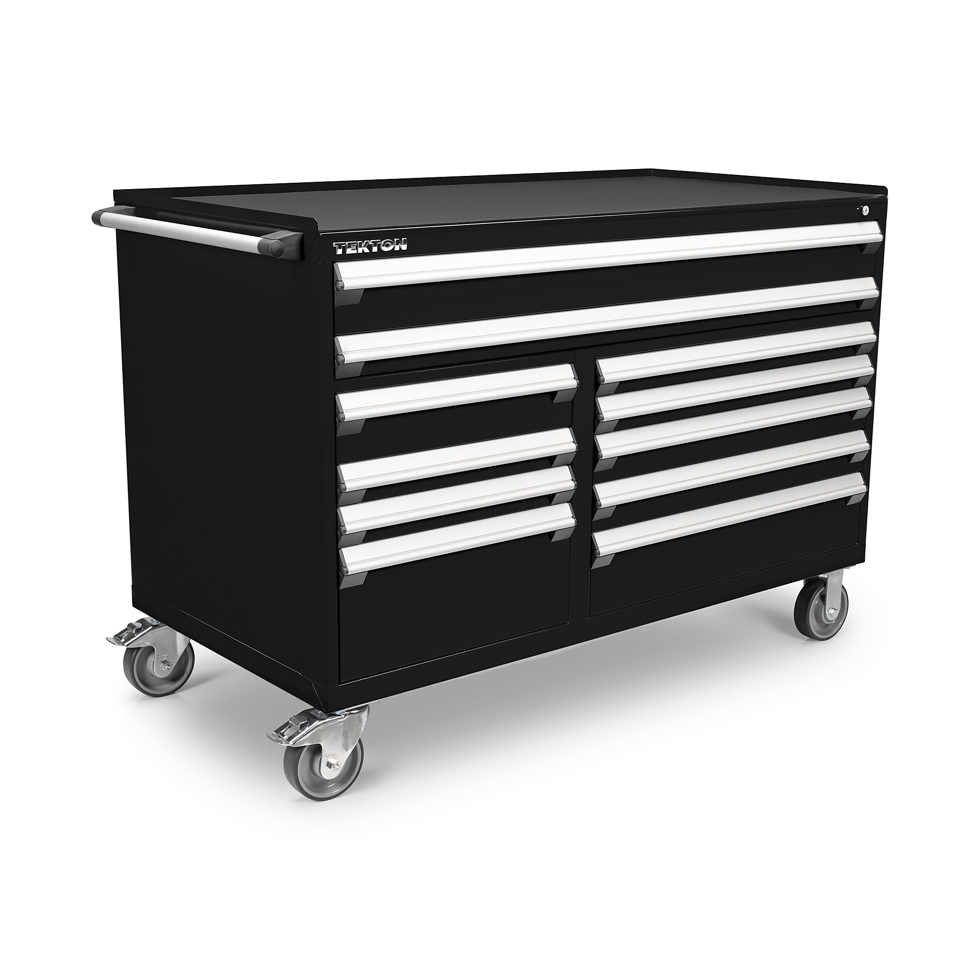 TEKTON 11-Drawer 40/60 Split Bank Tool Cabinet with Steel Top and Mat, Black (60 W x 30 D x 41.5 H in.) | OCL64100STM