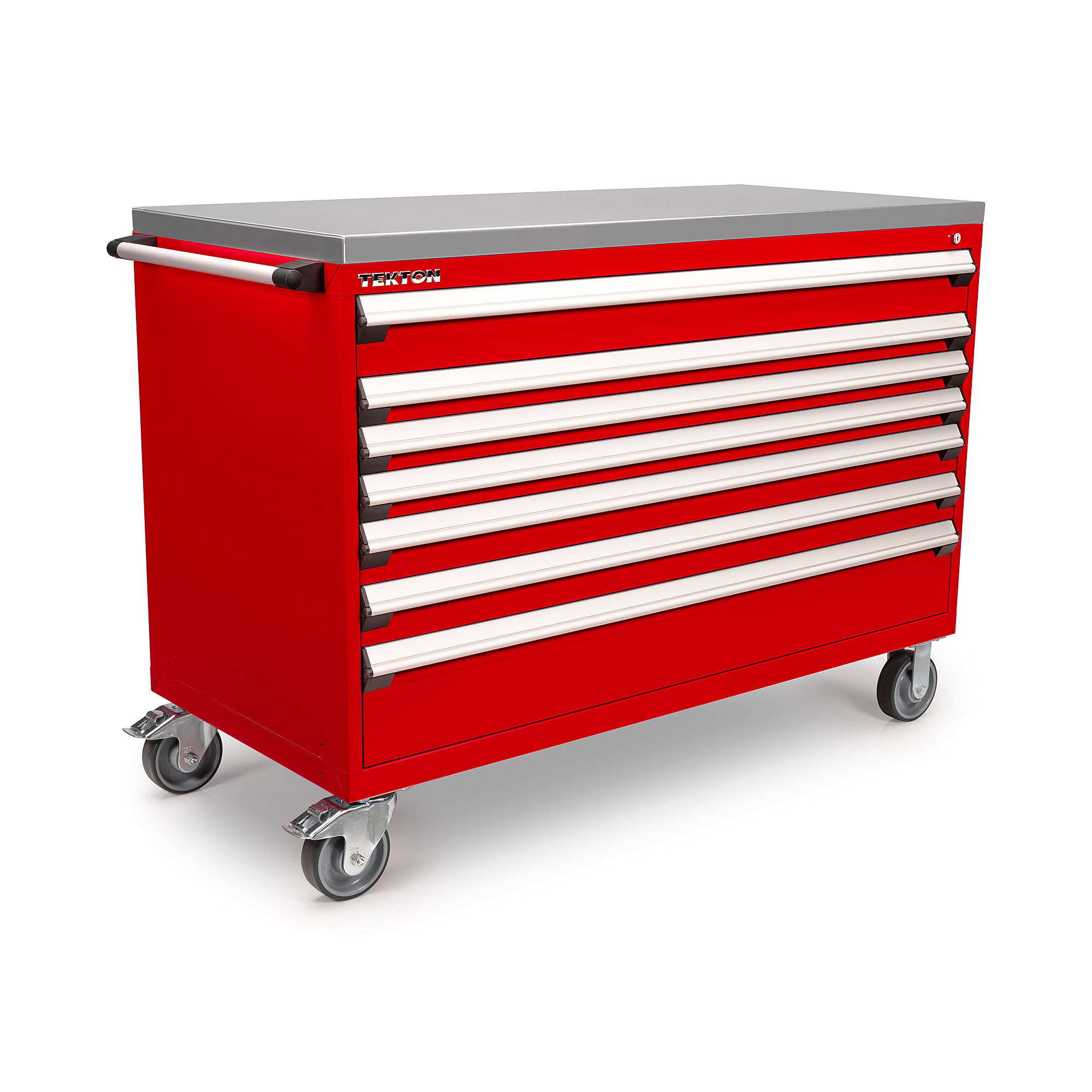 TEKTON 7-Drawer Tool Cabinet with Stainless Steel Top, Red (60 W x 27 D x 41.5 H in.) | OCL63200SST