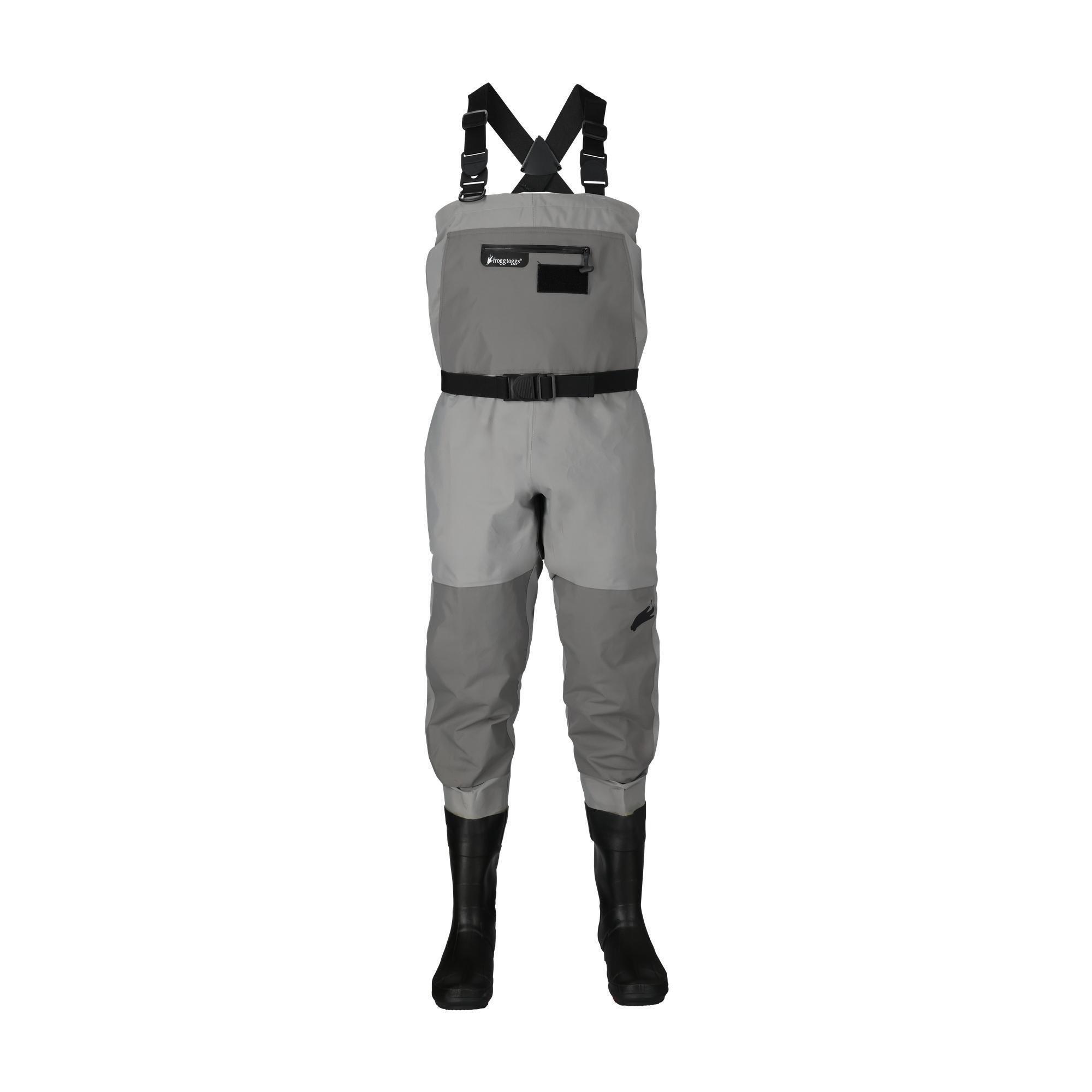 frogg toggs, Hellbender BTFT Lug Sole Chest Wader |Gray | 13H, Size 13 Width Husky, Color Gray, Model# 2HB011-103-130H