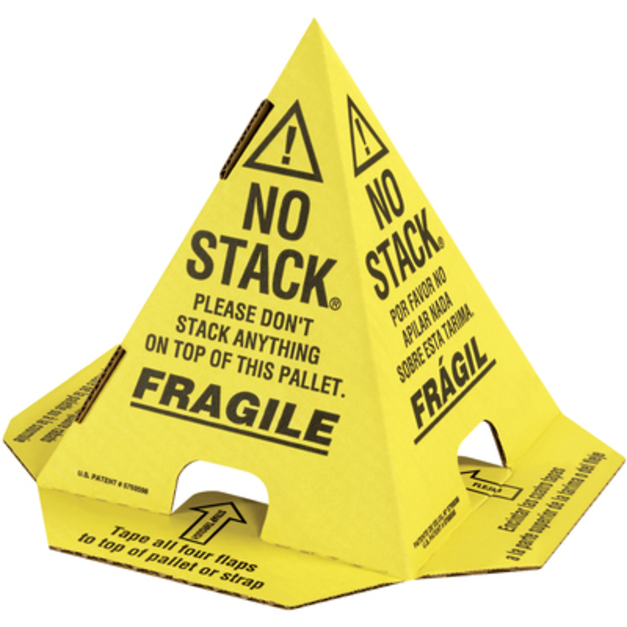 Yellow with BLK Print Pallet Cones - E,F,S 100/CS, Model# CONEYW100PK