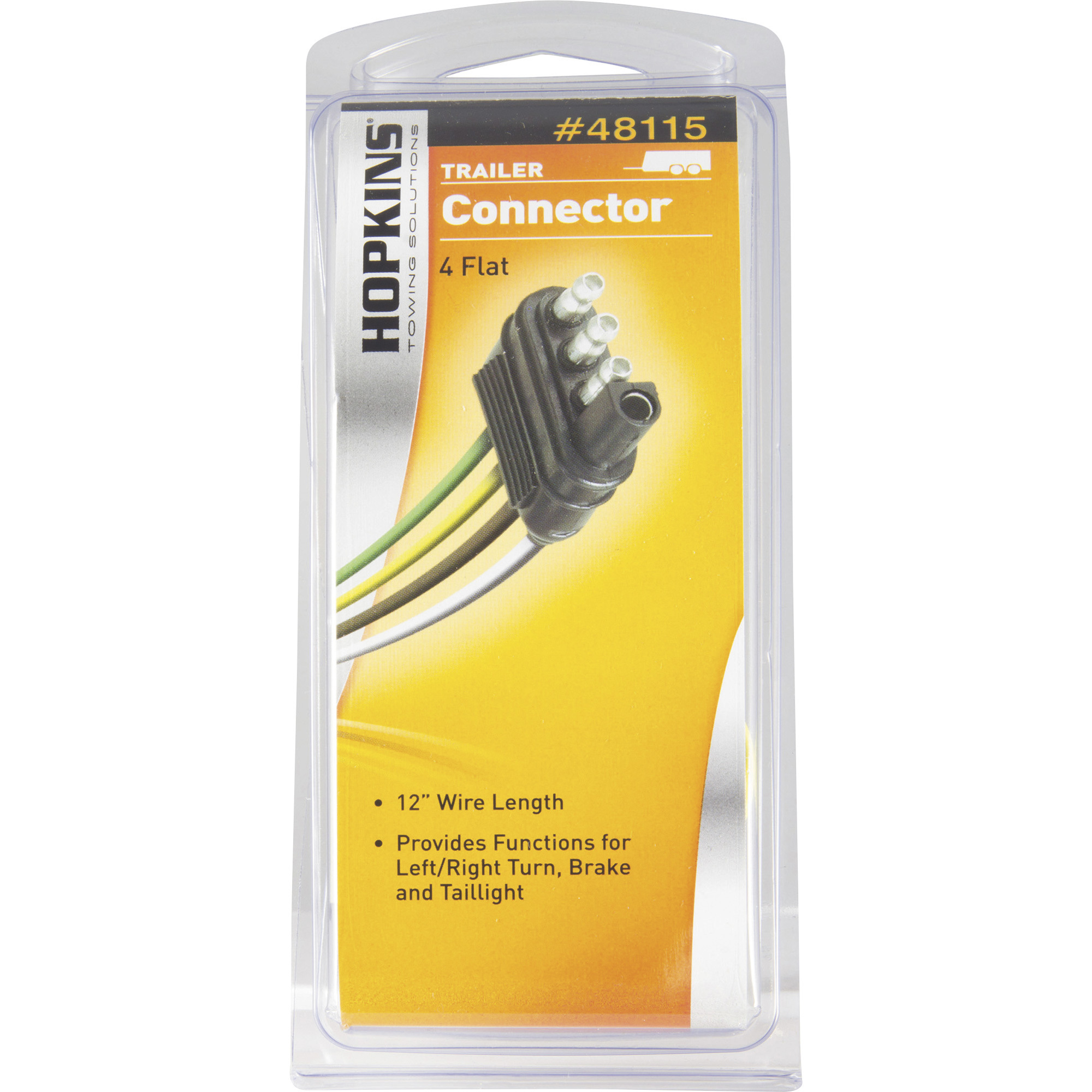 Hopkins Towing Solutions 12in. Trailer Light 4Wire Flat Connector, Model 48115 Northern Tool