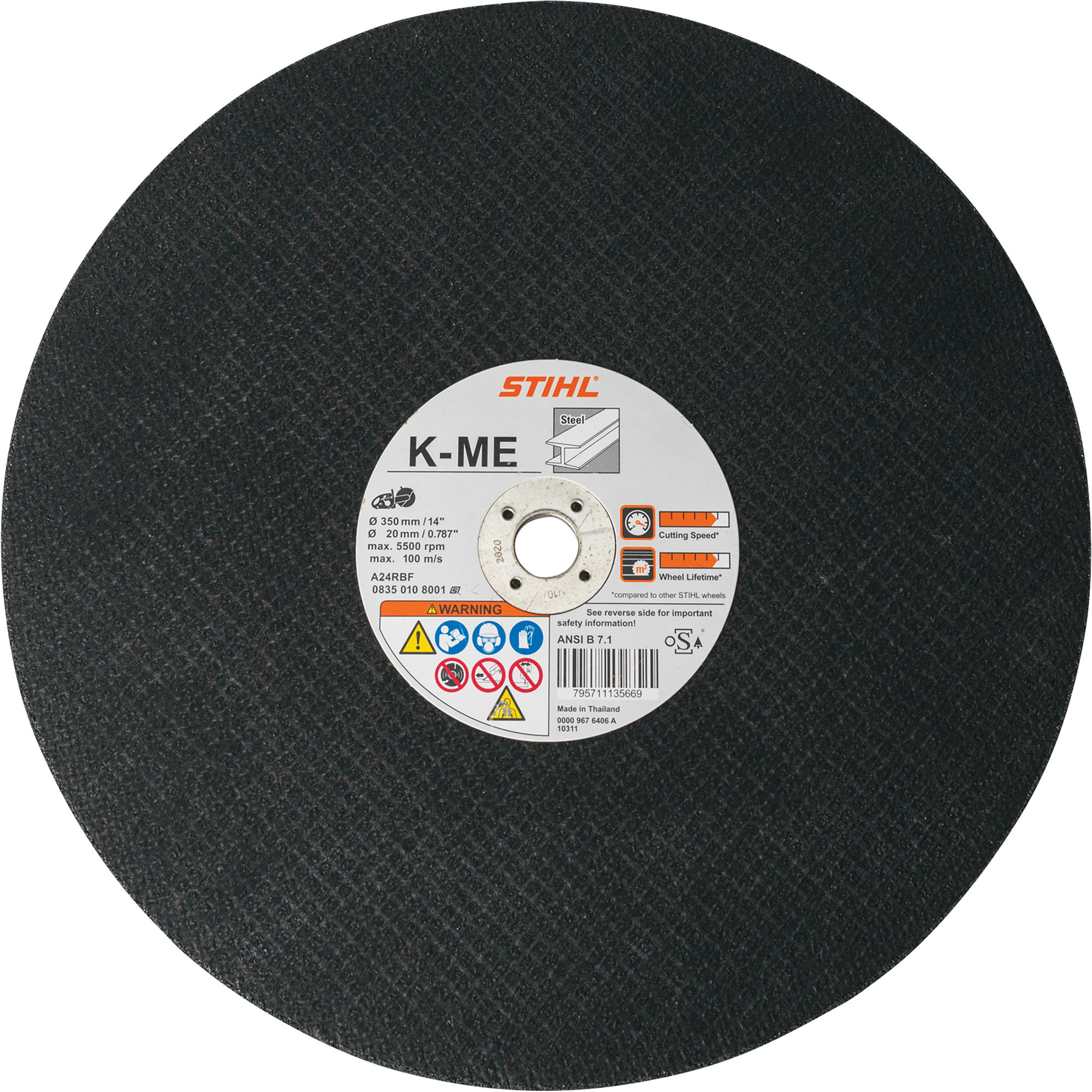 Stihl, General Purpose Metal Abrasive Wheel, Wheel Diameter 9 in, Arbor Size 7/8 Wheels (qty.) 1 Model# 0835 012 8000