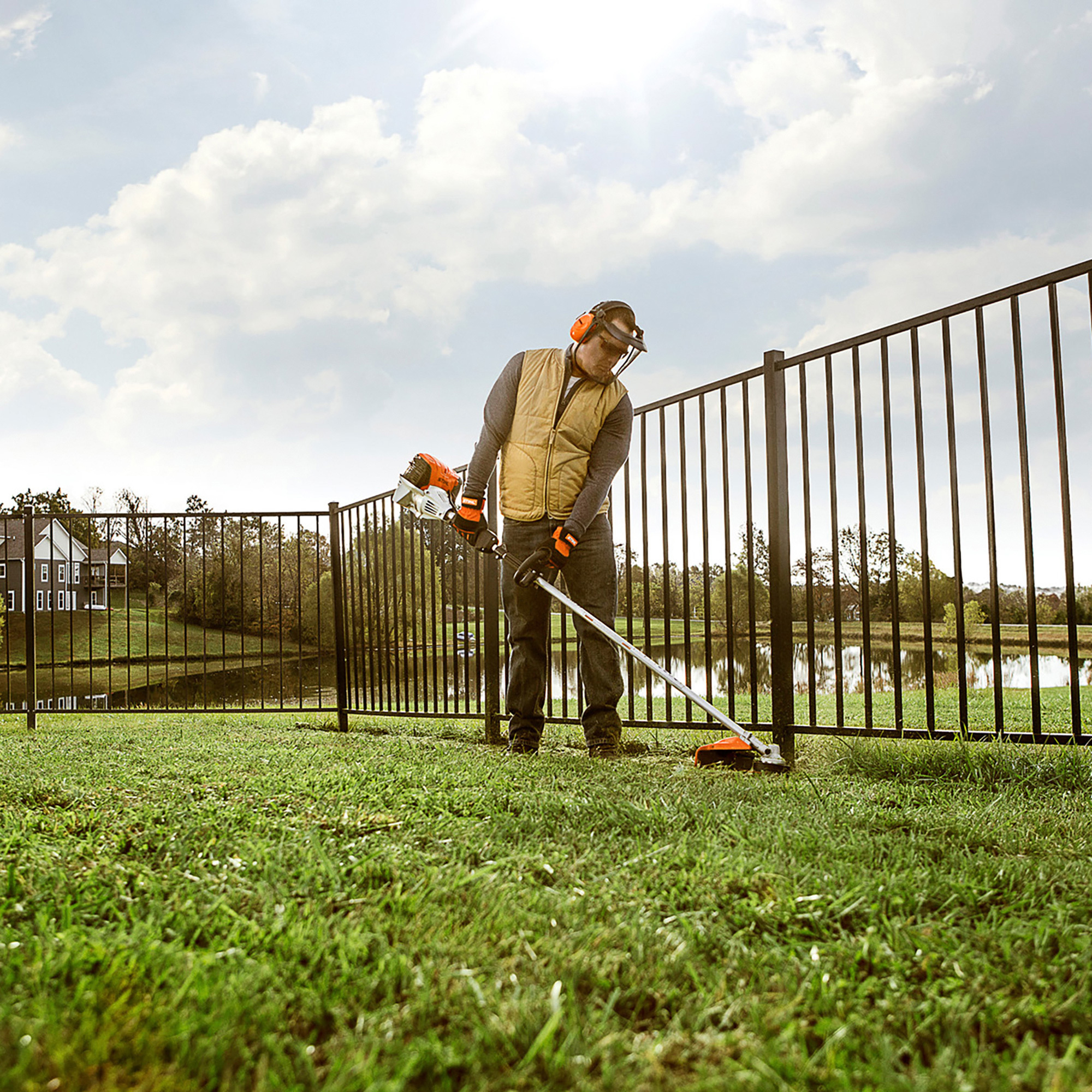 Stihl Gas-Powered Curved Shaft String Trimmer — Cutting