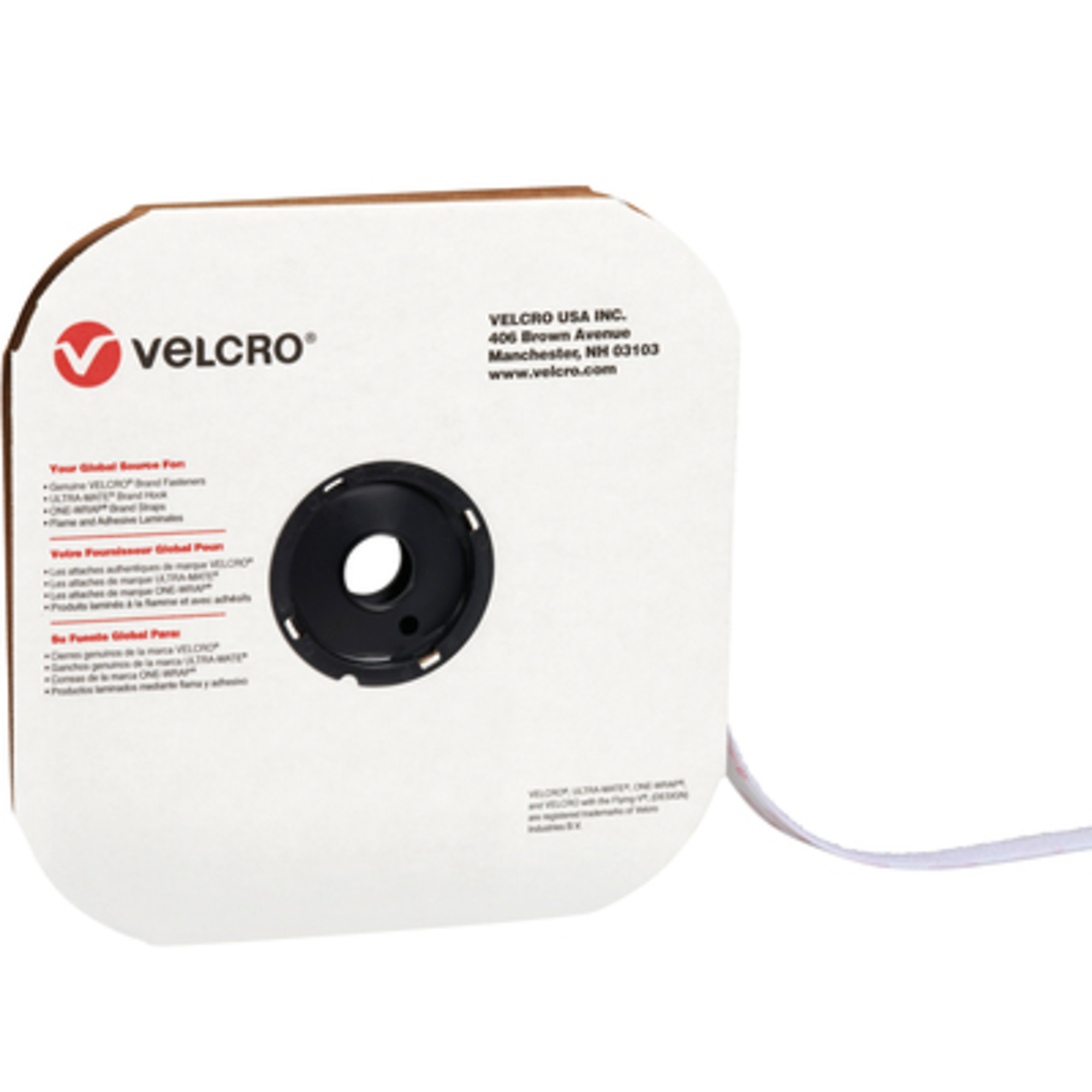 Stock Packaging Velcro White Tape — 1/2in. x 75ft., Hook, Individual Strips, Model# VEL156