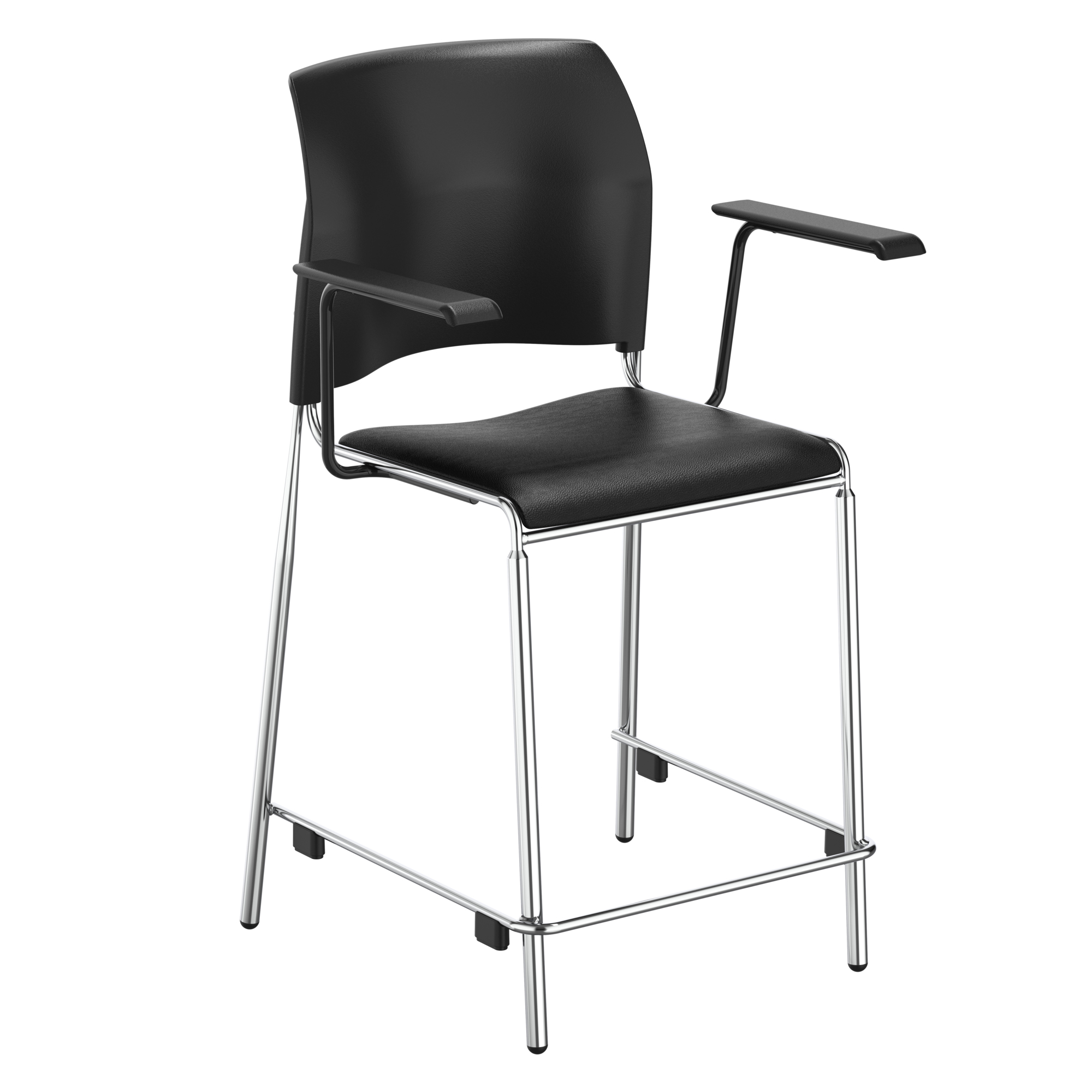 National Public Seating, 8700 Series Vinyl Counter Stool, Black With Arm, Included (qty.) 1 Model# 8710C-11-10-A