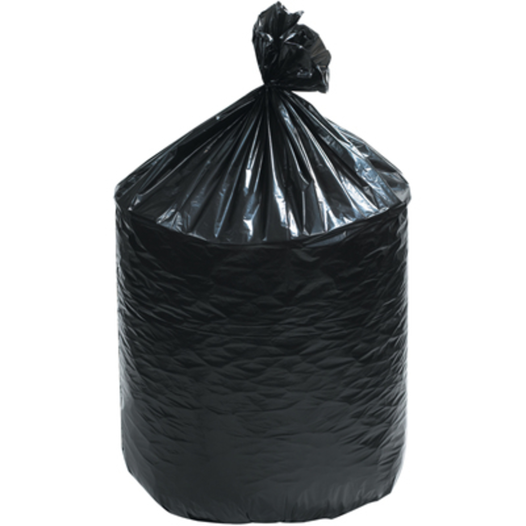 Stock Packaging Black Can Liners — 33in. x 39in., 33 Gal. Capacity, Elastic Closure, 250 Pcs, Model# LBF3340XB