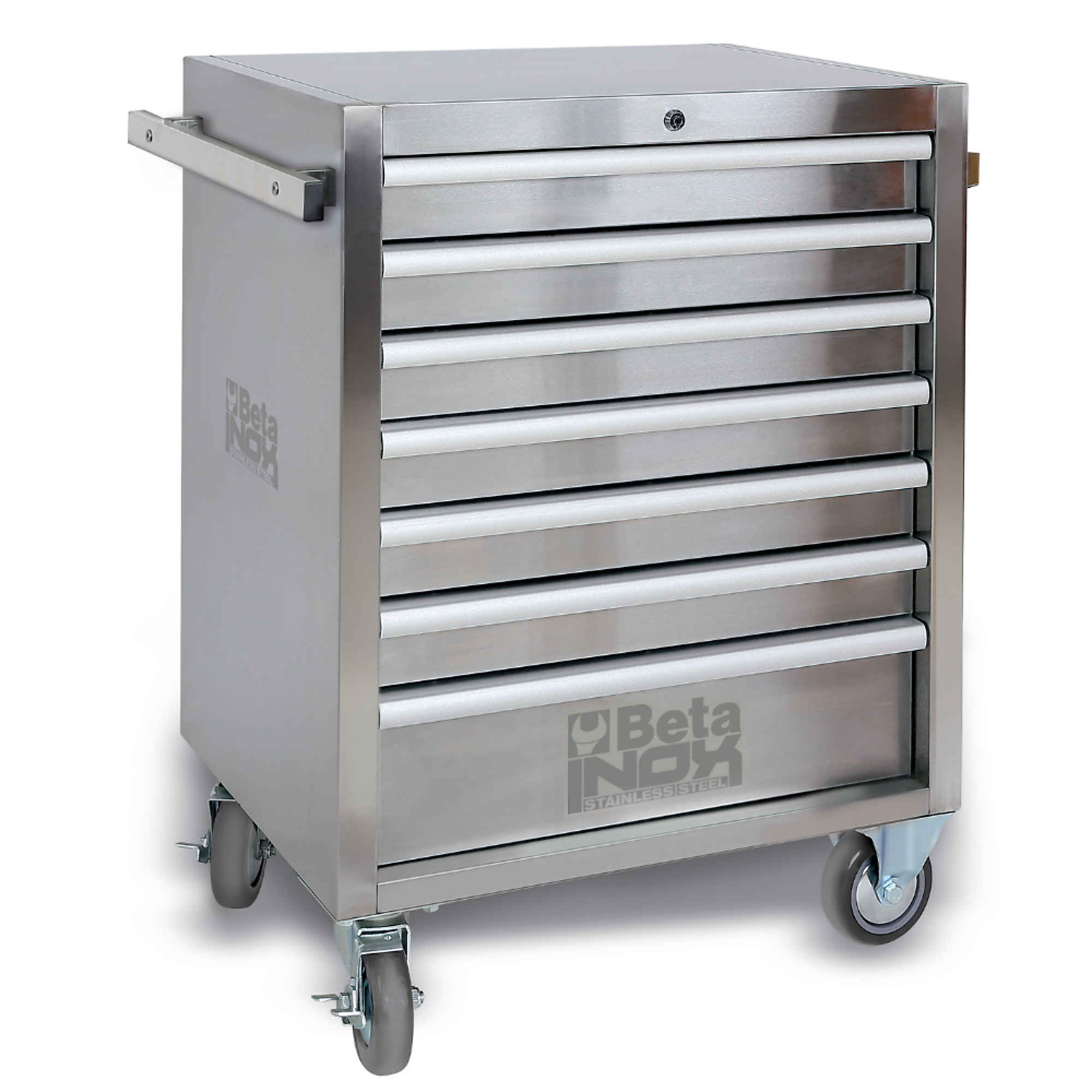 Beta, Stainless Steel 7 Drawer Mobile Roller Cabinet, Width 26.78 in, Height 36.82 in, Color Silver, Model# C04TSS/7